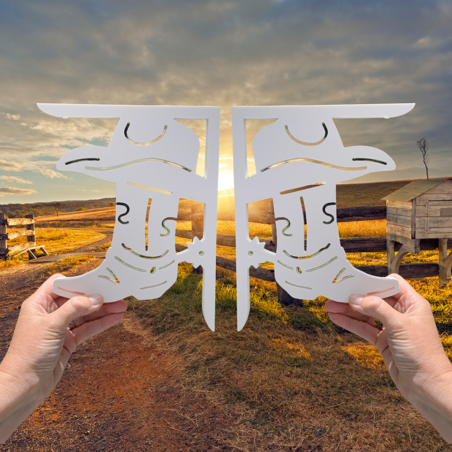 Screen Door Decor - Cowboy Boot Small X2, Custom Mailbox, Outdoor Decor, 7x9 inch Free Shipping to Mainland USA