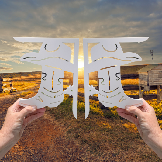 Screen Door Decor - Cowboy Boot Small X2, Custom Mailbox, Outdoor Decor, 7x9 inch Free Shipping to Mainland USA