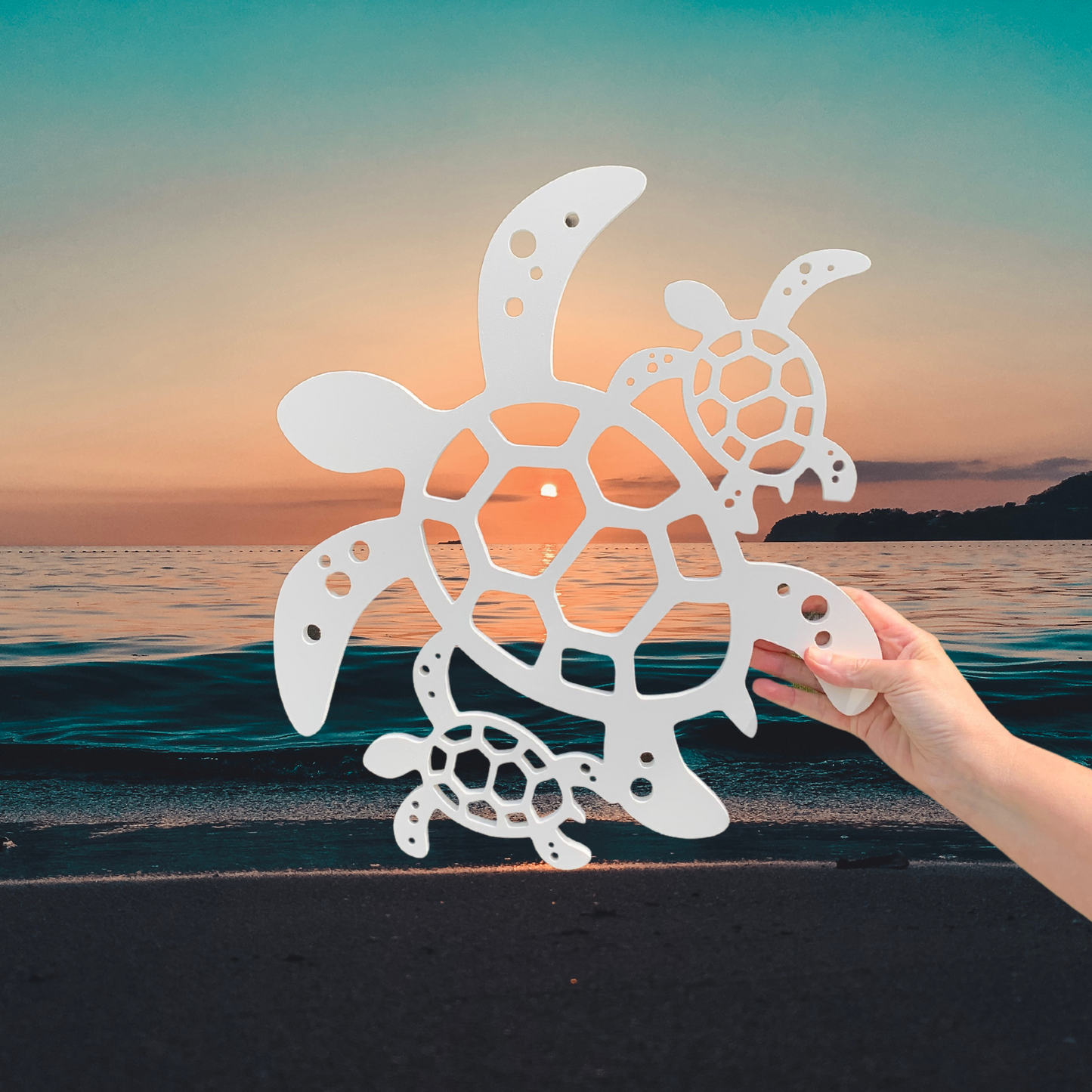 Wall Art, Turtle With 2 Babies 2021, Tropical, Outdoor Decor, Housewarming Gift, Custom, Coastal, Nautical, PVC Wall Art, Long Lasting