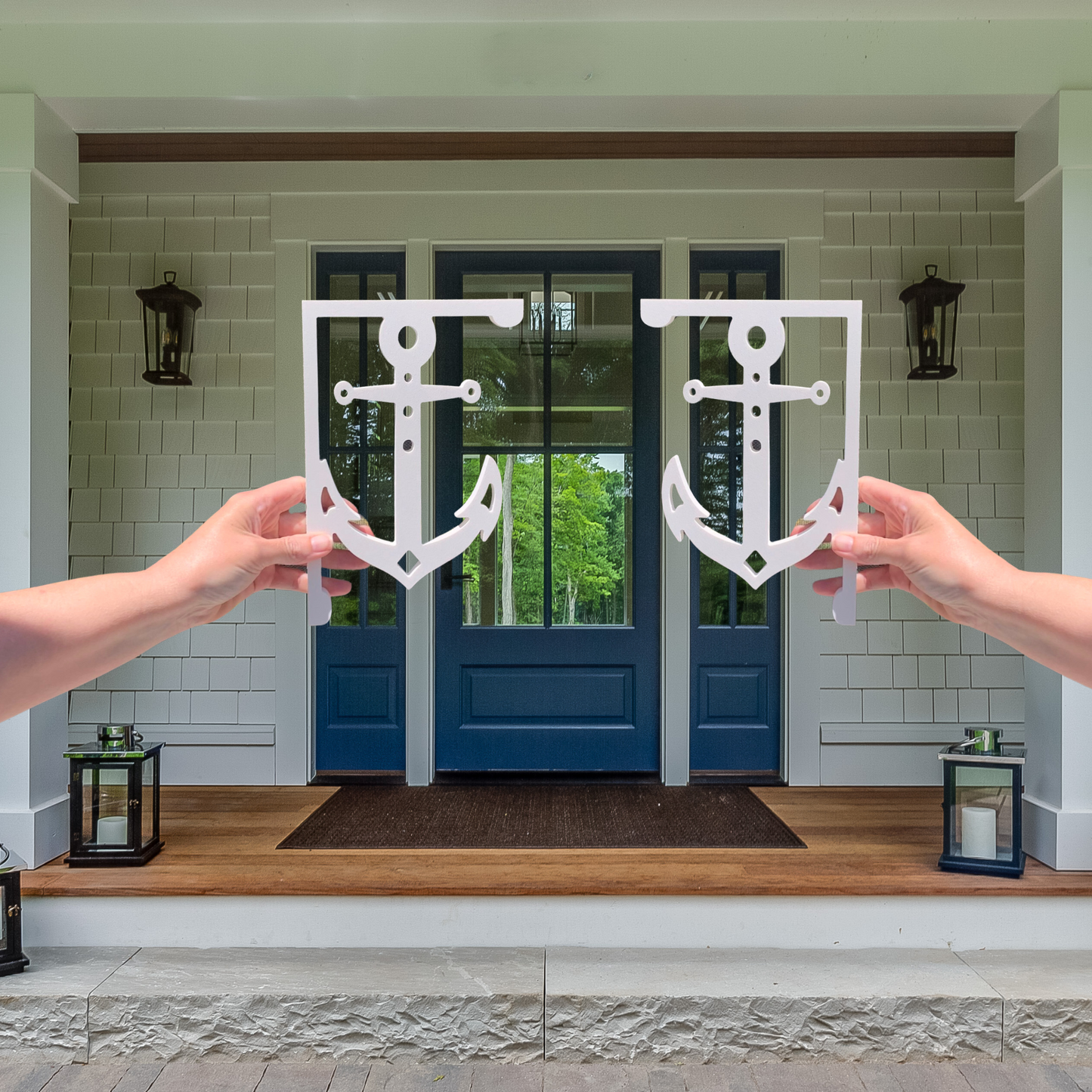Screen Door Decor - Anchor Small X2, Custom Mailbox, Bracket, Outdoor Decor, 7x9 inch Free Shipping to mainland USA