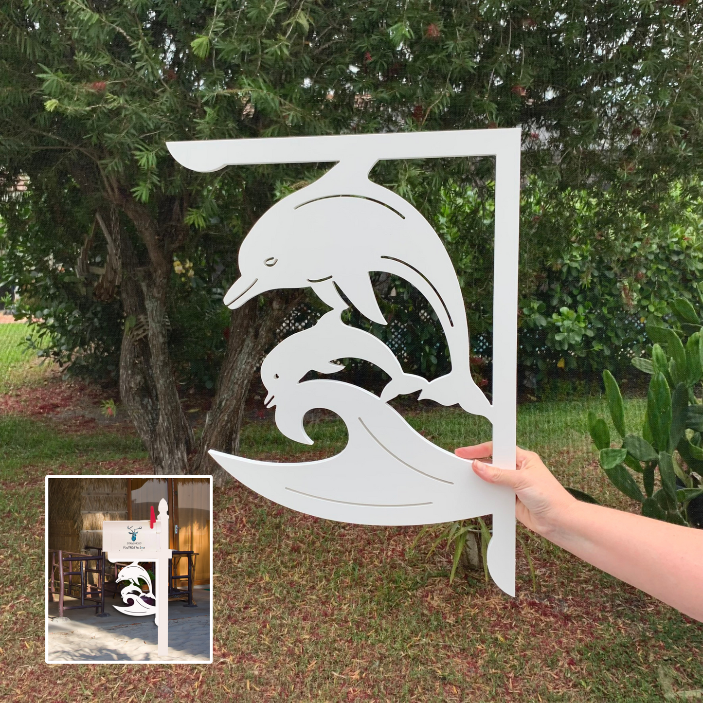 Mailbox Bracket - Dolphin with Baby - Large 16" x 21"