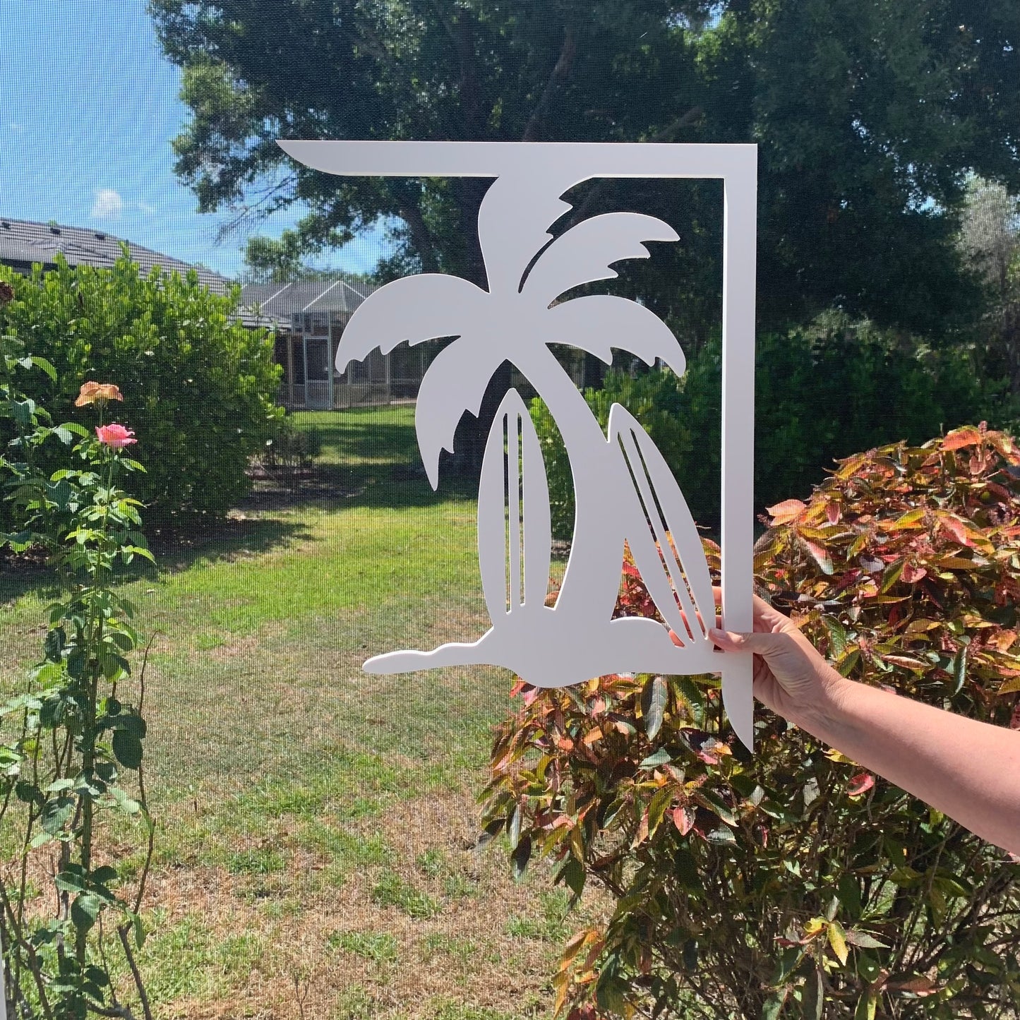 Mailbox Bracket - Palm Tree with Surf Boards - Large 16" x21"