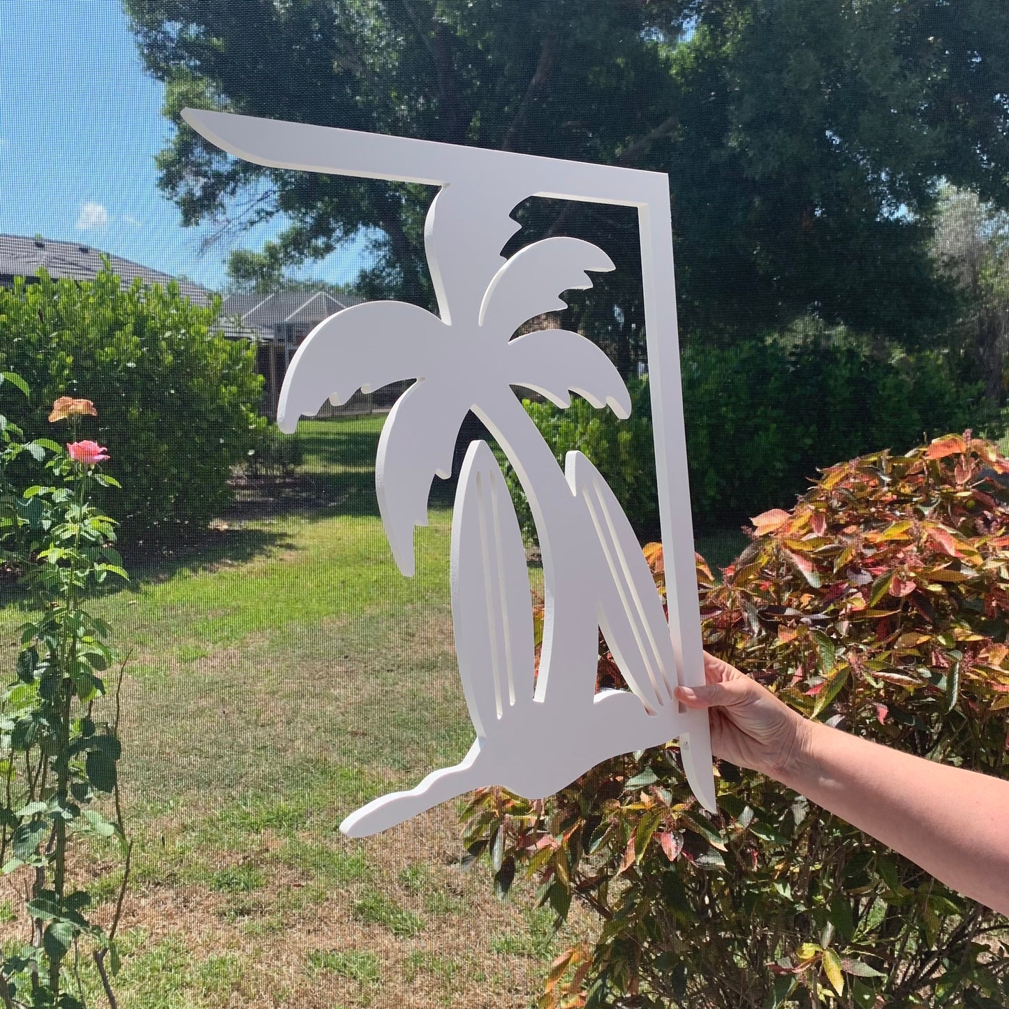 Mailbox Bracket - Palm Tree with Surf Boards - Large 16" x21"