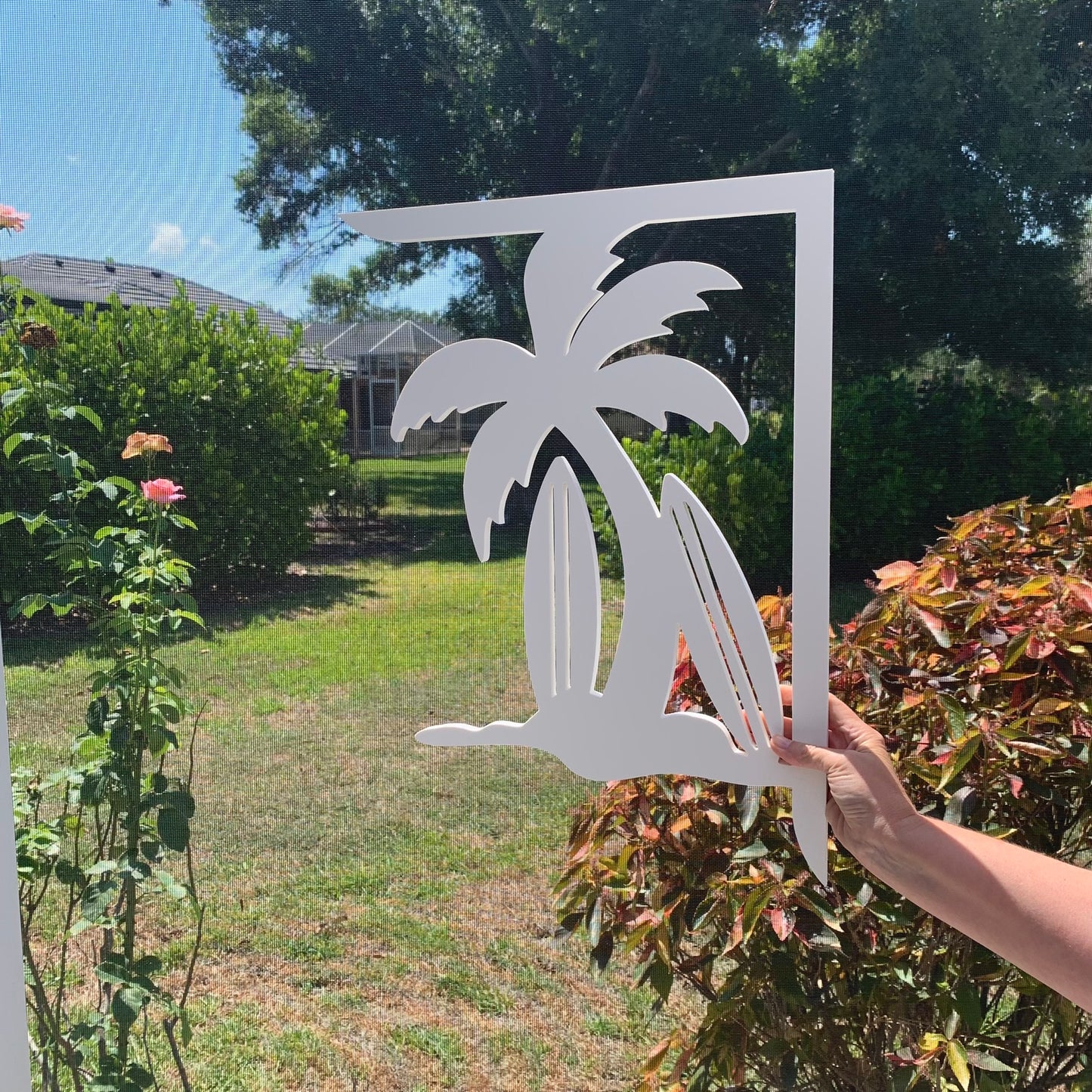 Mailbox Bracket - Palm Tree with Surf Boards - Large 16" x21"