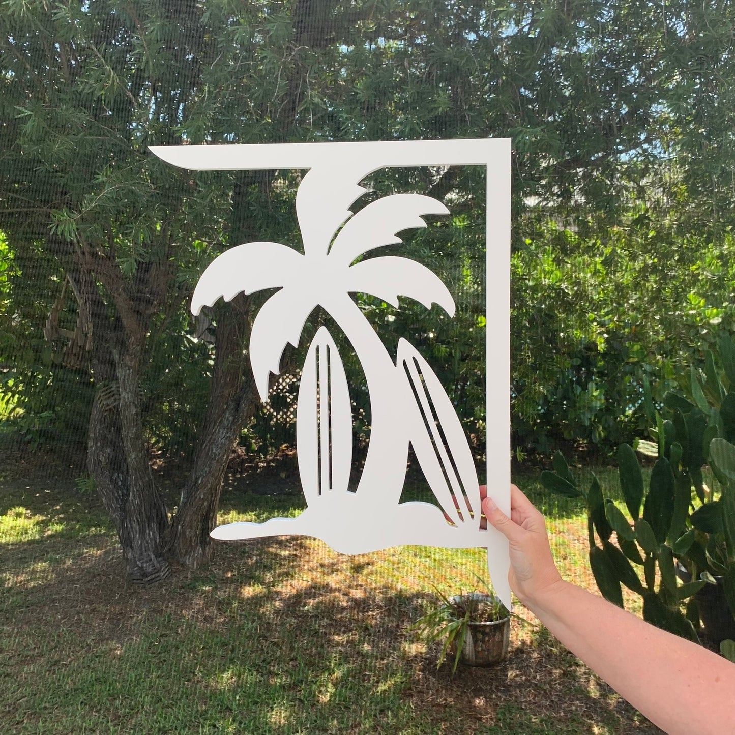 Mailbox Bracket - Palm Tree with Surf Boards - Large 16" x21"