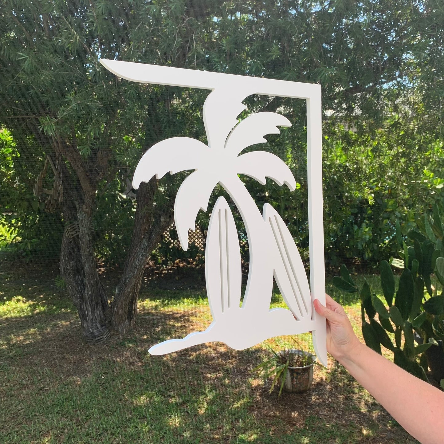 Mailbox Bracket - Palm Tree with Surf Boards - Large 16" x21"