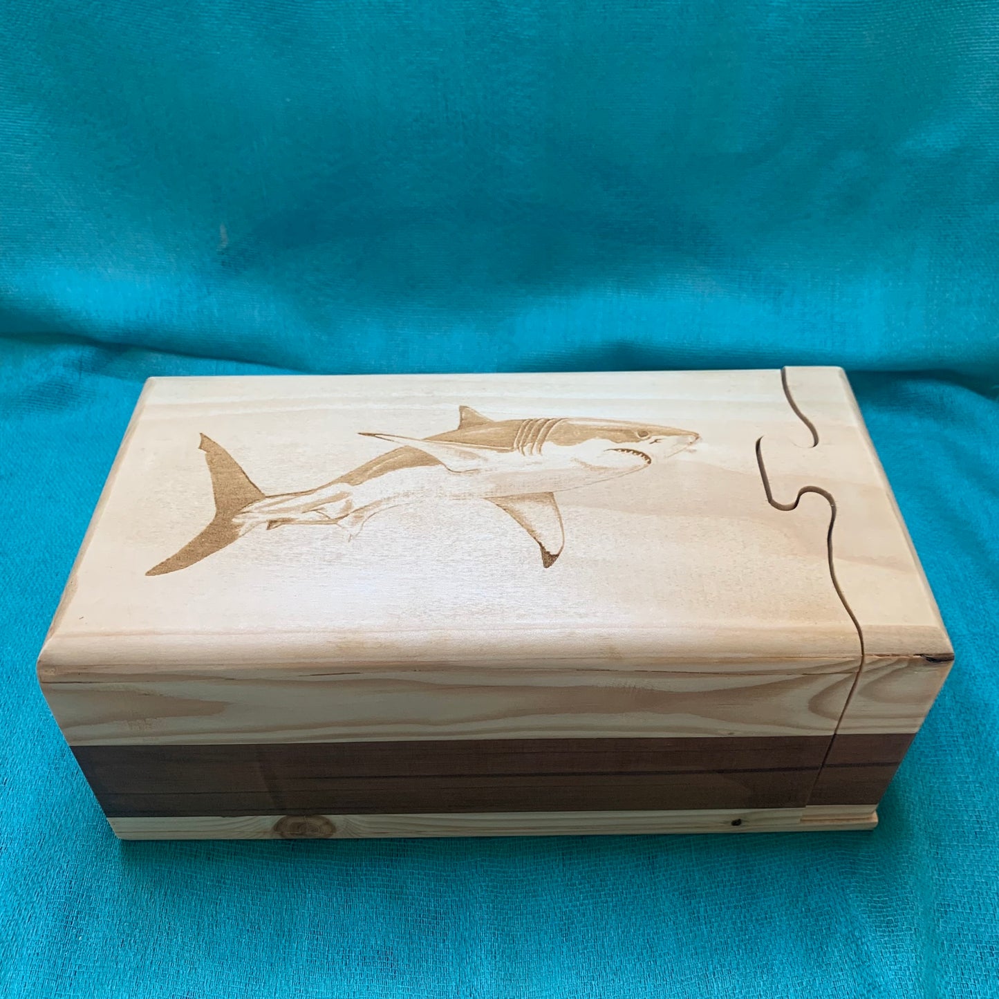Solid Wood Puzzle Box - Shark, Wooden Box, Jewelry Box, Handcrafted, Custom Box, Personalized Box, Handmade, Box, Engraved, Stash Box (Copy)