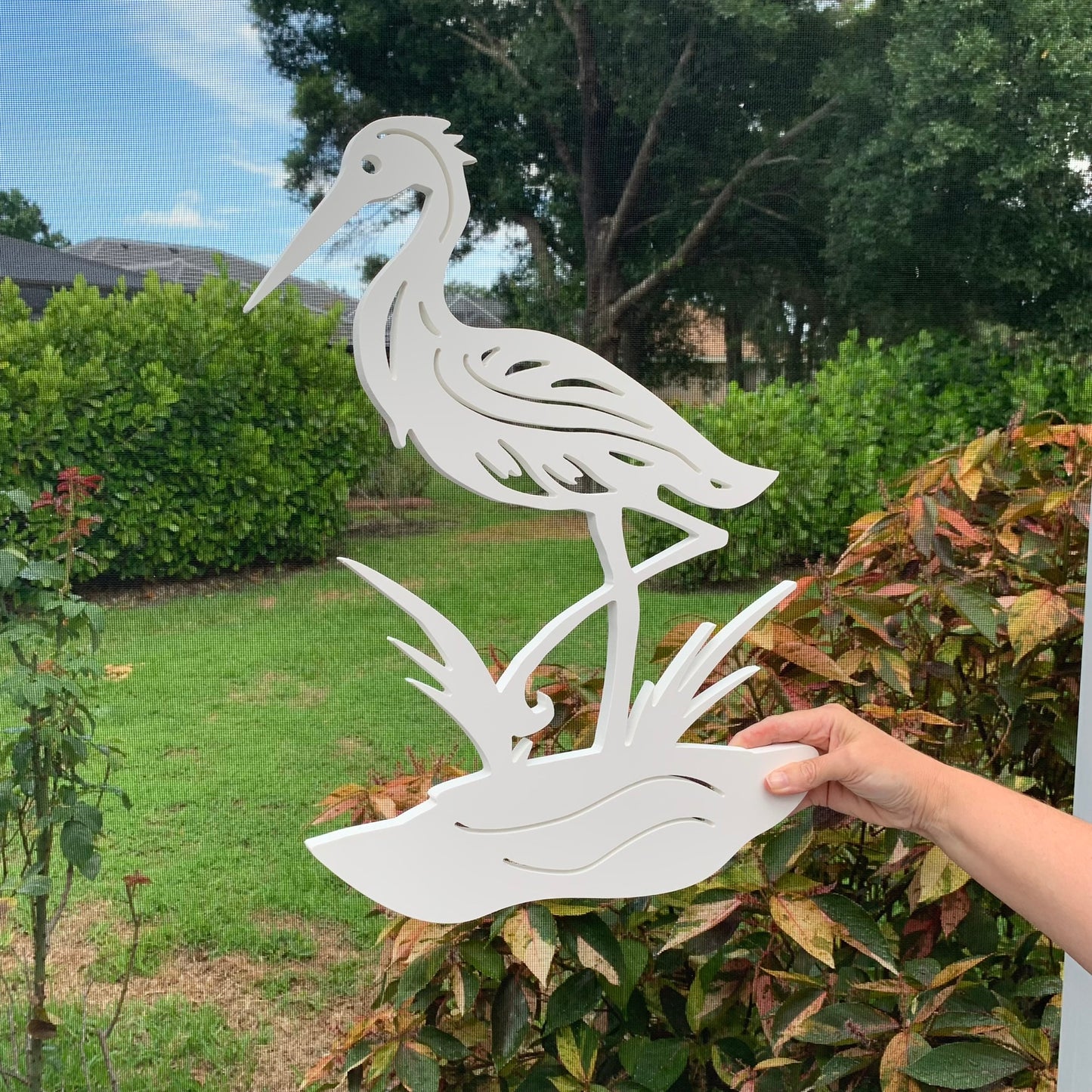 Wall Art, Heron, Tropical, Outdoor Decor, Housewarming Gift, Nautical, Coastal, Custom, PVC Wall Art, Long Lasting