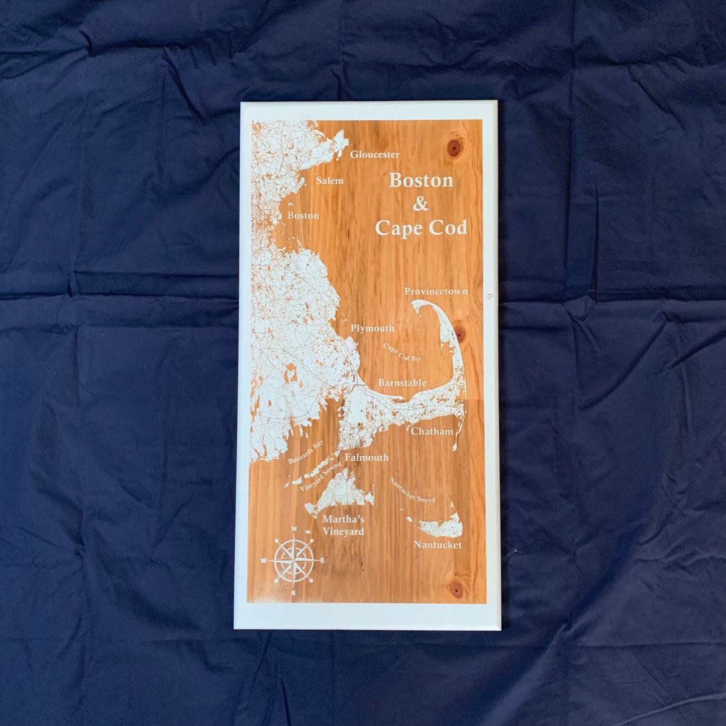Map Engraved - Boston & Cape Cod, Custom Engraving, Wood Wall Art, Laser Engraved, Topographic, Custom Map, Custom Gift, 23.5 x 11 inches