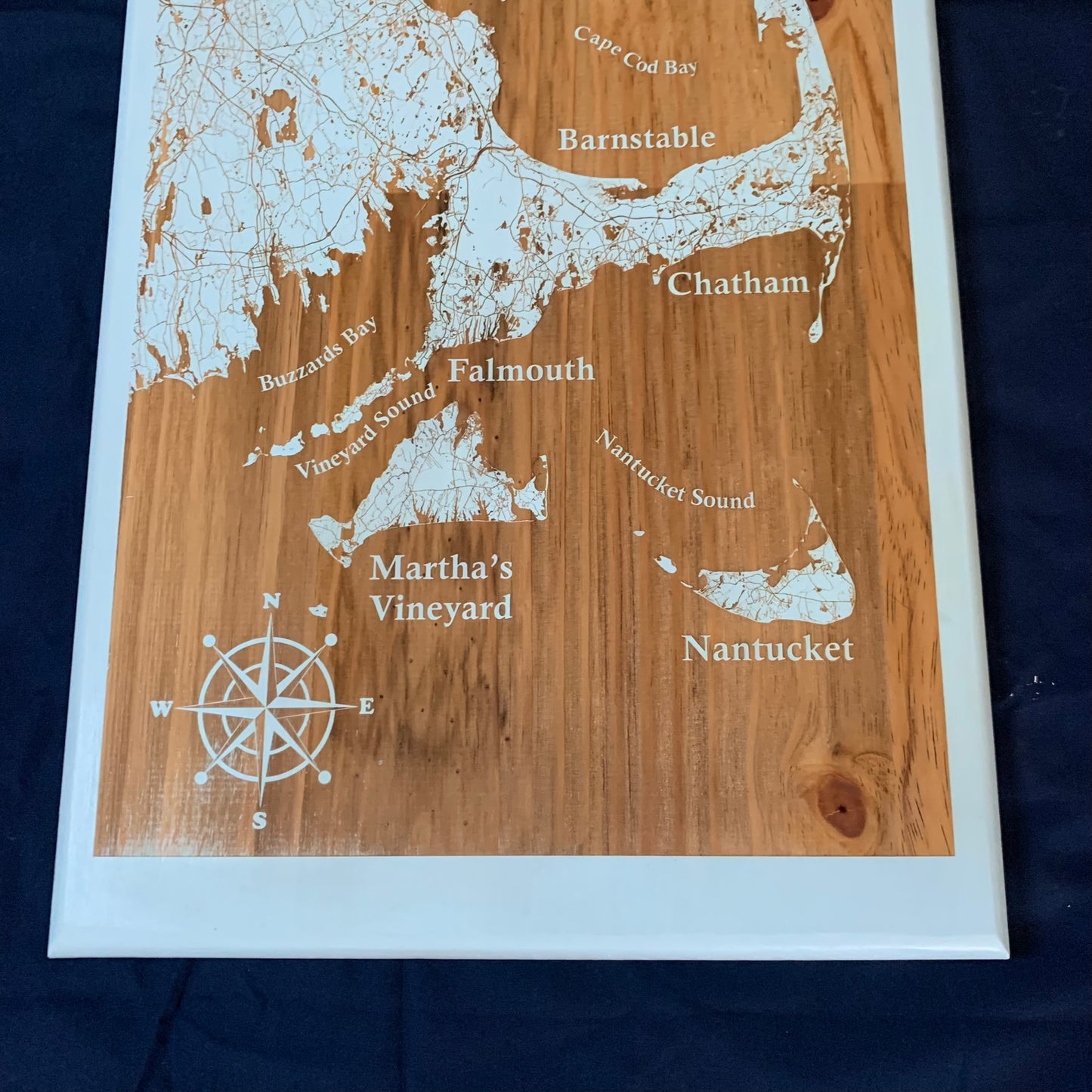 Map Engraved - Boston & Cape Cod, Custom Engraving, Wood Wall Art, Laser Engraved, Topographic, Custom Map, Custom Gift, 23.5 x 11 inches