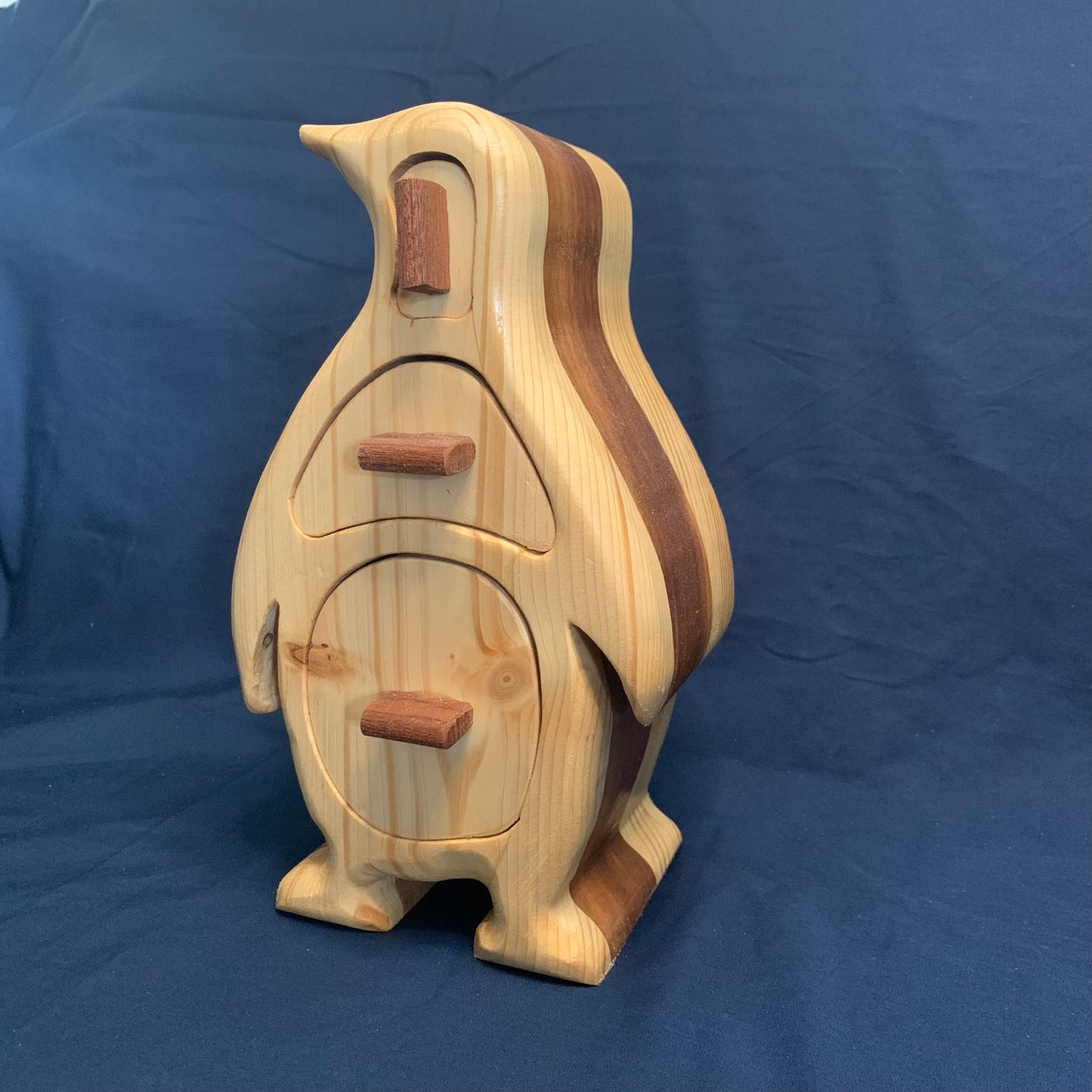 Solid Wood Box w/Drawers - Penguin, Jewelry Box, Handcrafted, Custom Box, Personalized Box, Handmade, Box, Home Decor, Engraved, Stash Box