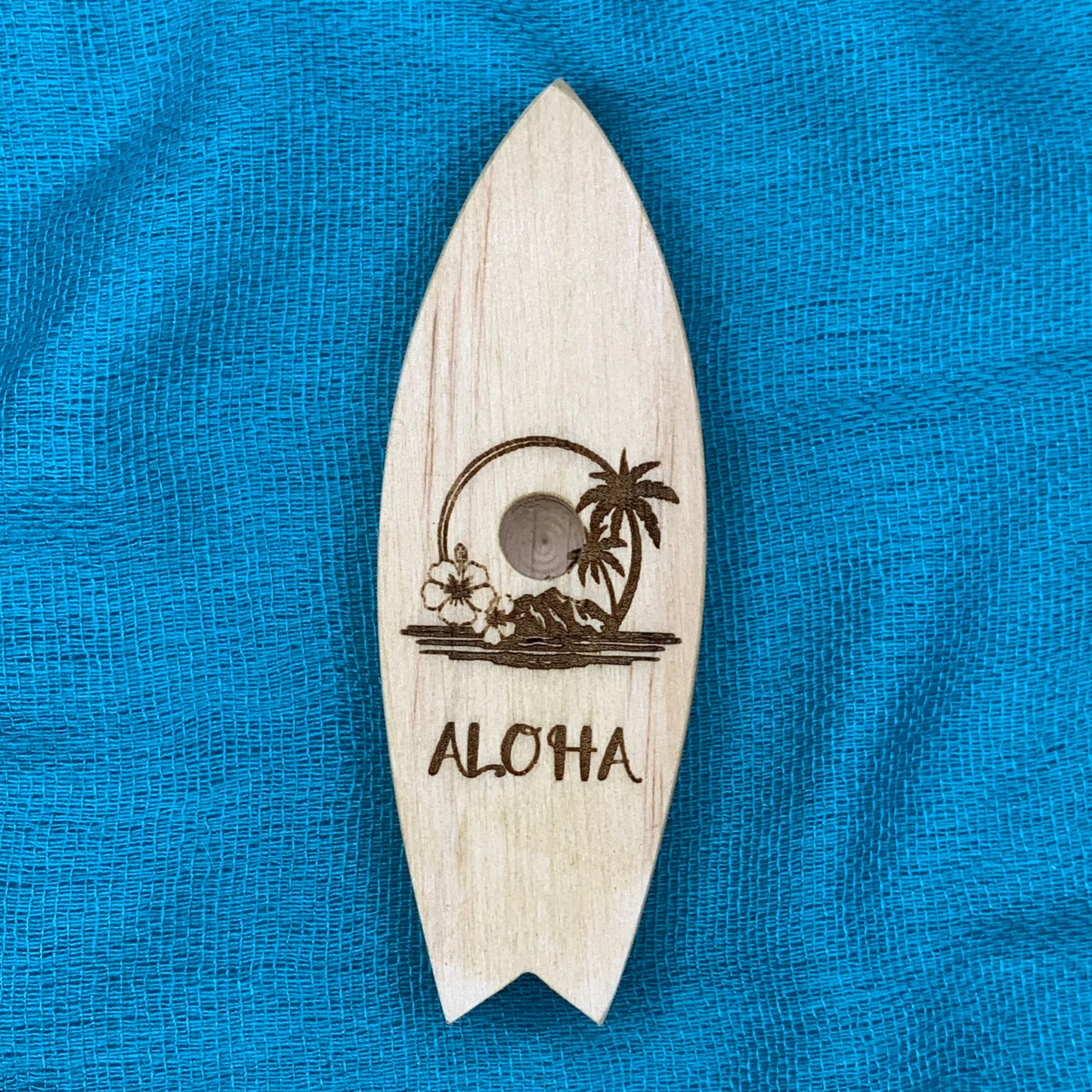 Vape Pen Holder - Surf Board Island-Aloha_ Engraved - Solid Wood, Holds 510 Thread Vape Pens &/or Cartridge