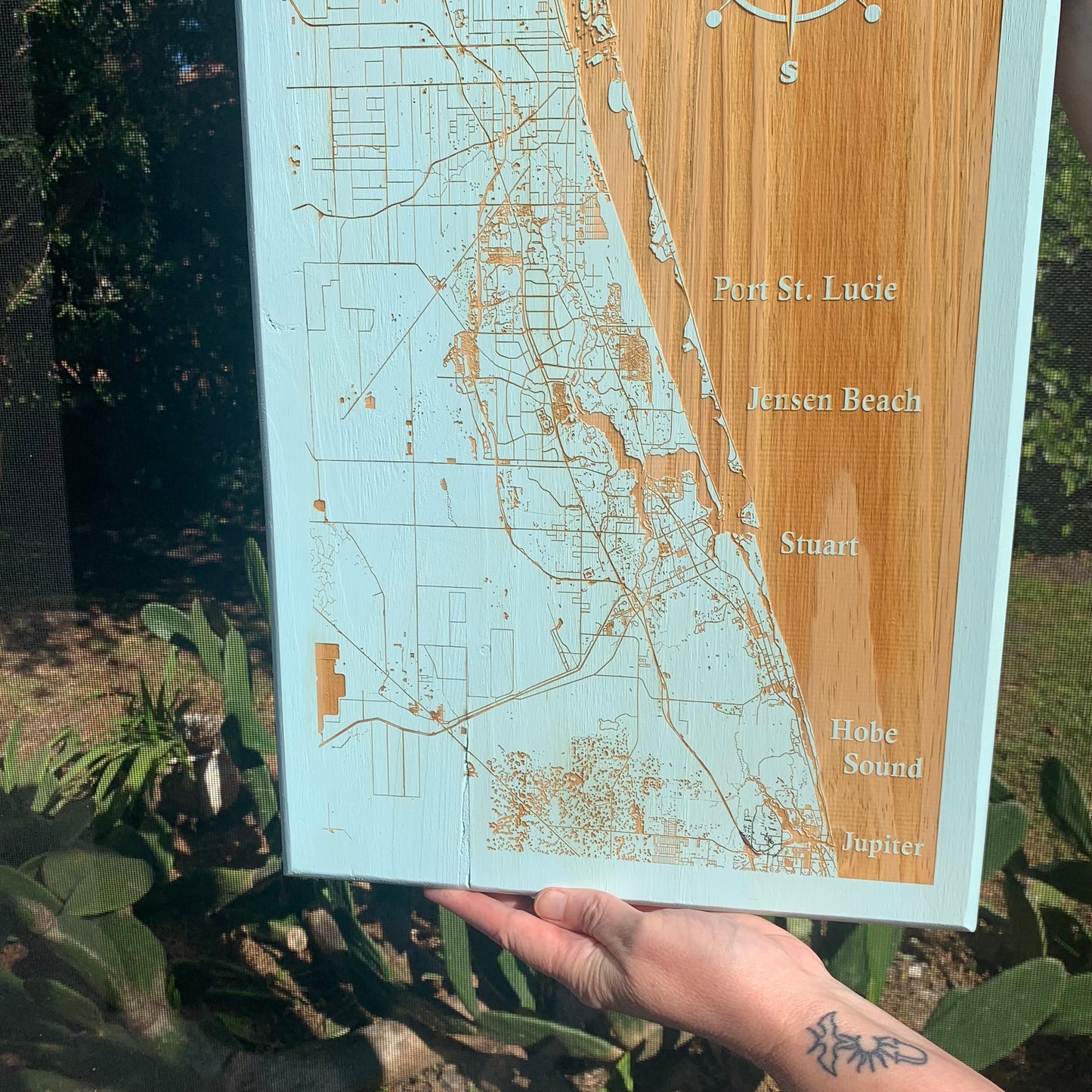 Map Engraved - Treasure Coast, Custom Engraving, Wood Wall Art, Laser Engraved, Topographic, Wall Art, Custom Gift, 24 x 12 inches approx