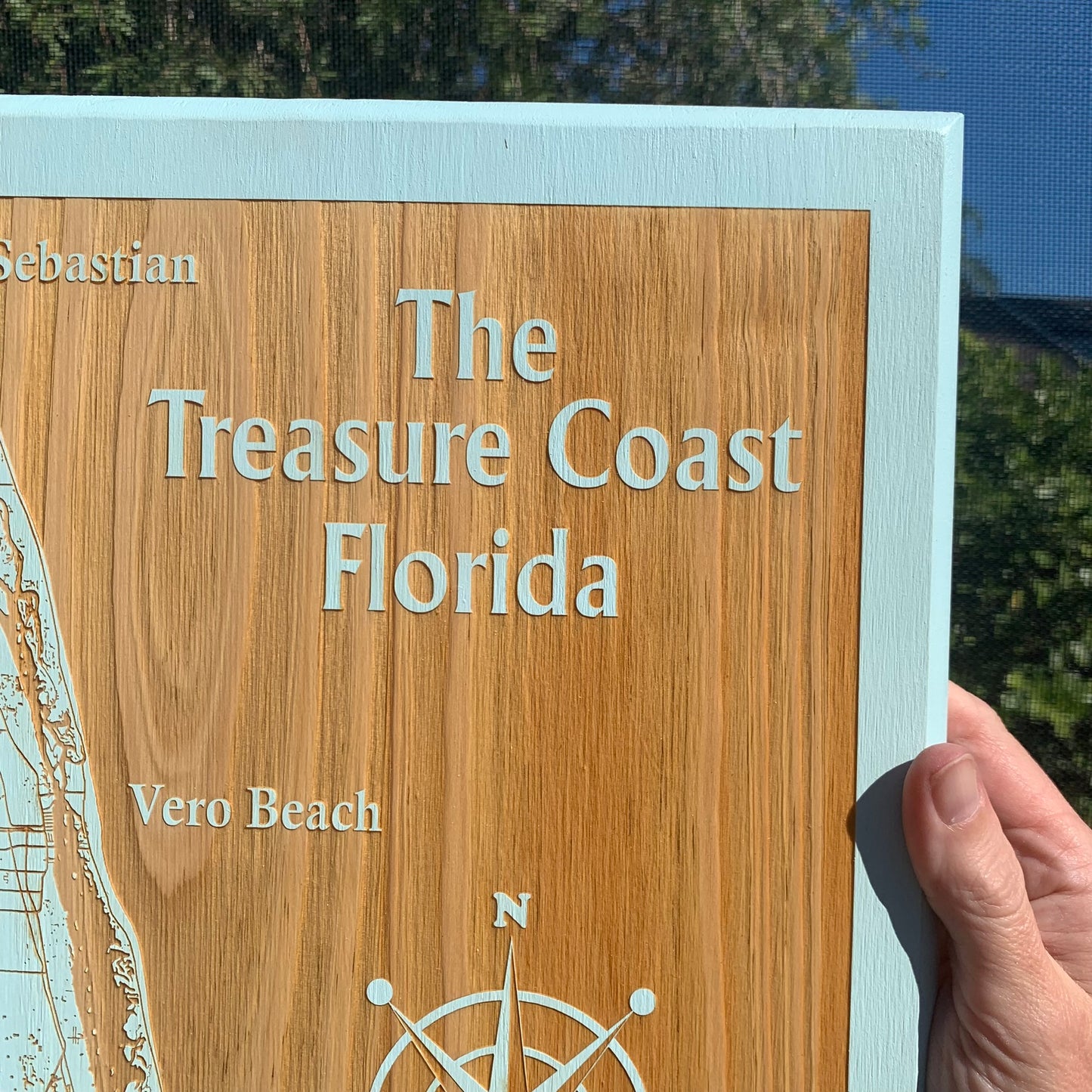 Map Engraved - Treasure Coast, Custom Engraving, Wood Wall Art, Laser Engraved, Topographic, Wall Art, Custom Gift, 24 x 12 inches approx