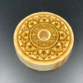 Vape Pen Holder - 3" Round Mandal Engraved - Solid Wood, Holds 510 Thread Vape Pens &/or Cartridge