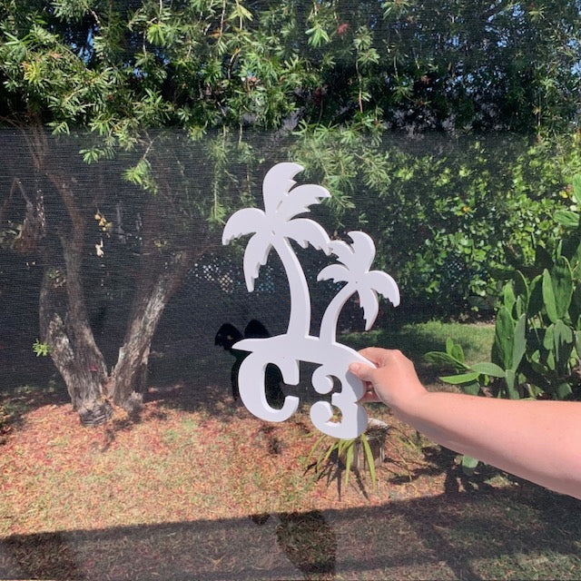 House Number Sign, Palm Trees