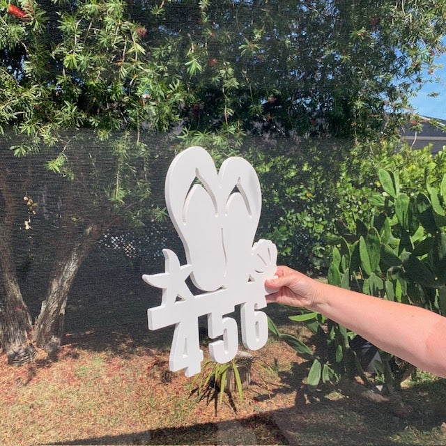 House Number Sign, Flip Flops, Starfish, Seashell