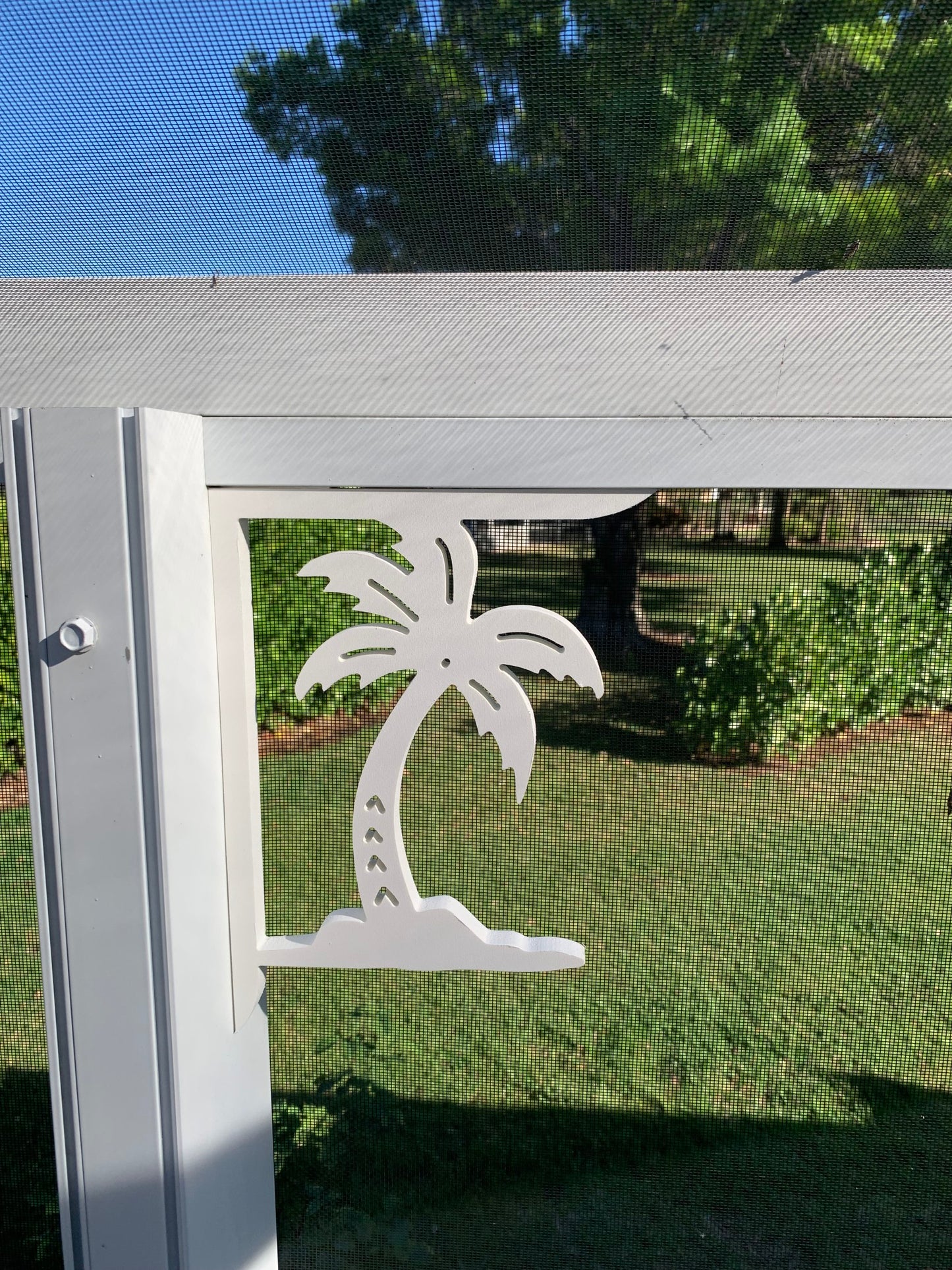 Screen Door Decor - Palm Tree With Island Small X2, Custom Mailbox, Bracket, Outdoor Decor, 7x9 inch Free Shipping to Mainland USA