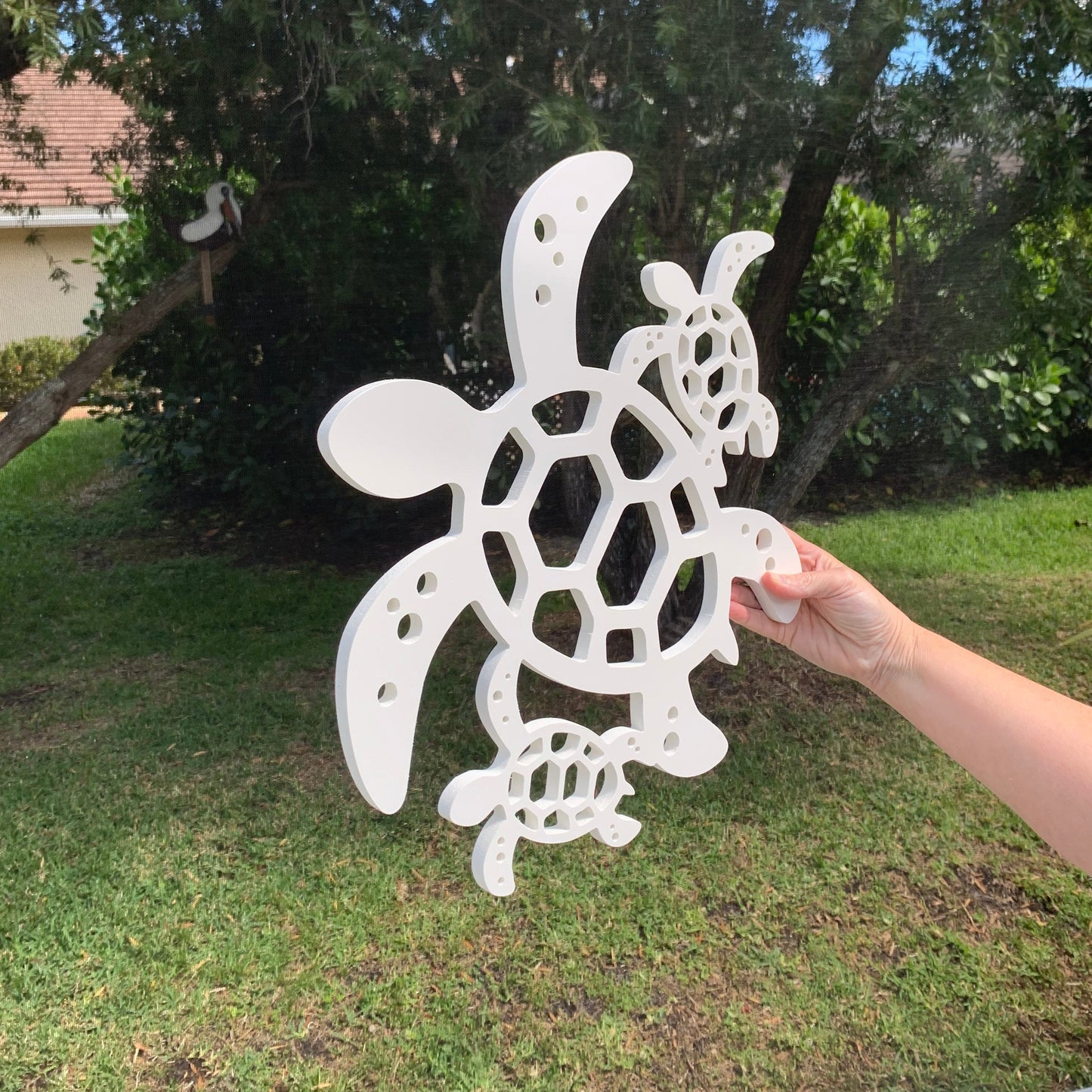 Wall Art, Turtle With 2 Babies 2021, Tropical, Outdoor Decor, Housewarming Gift, Custom, Coastal, Nautical, PVC Wall Art, Long Lasting