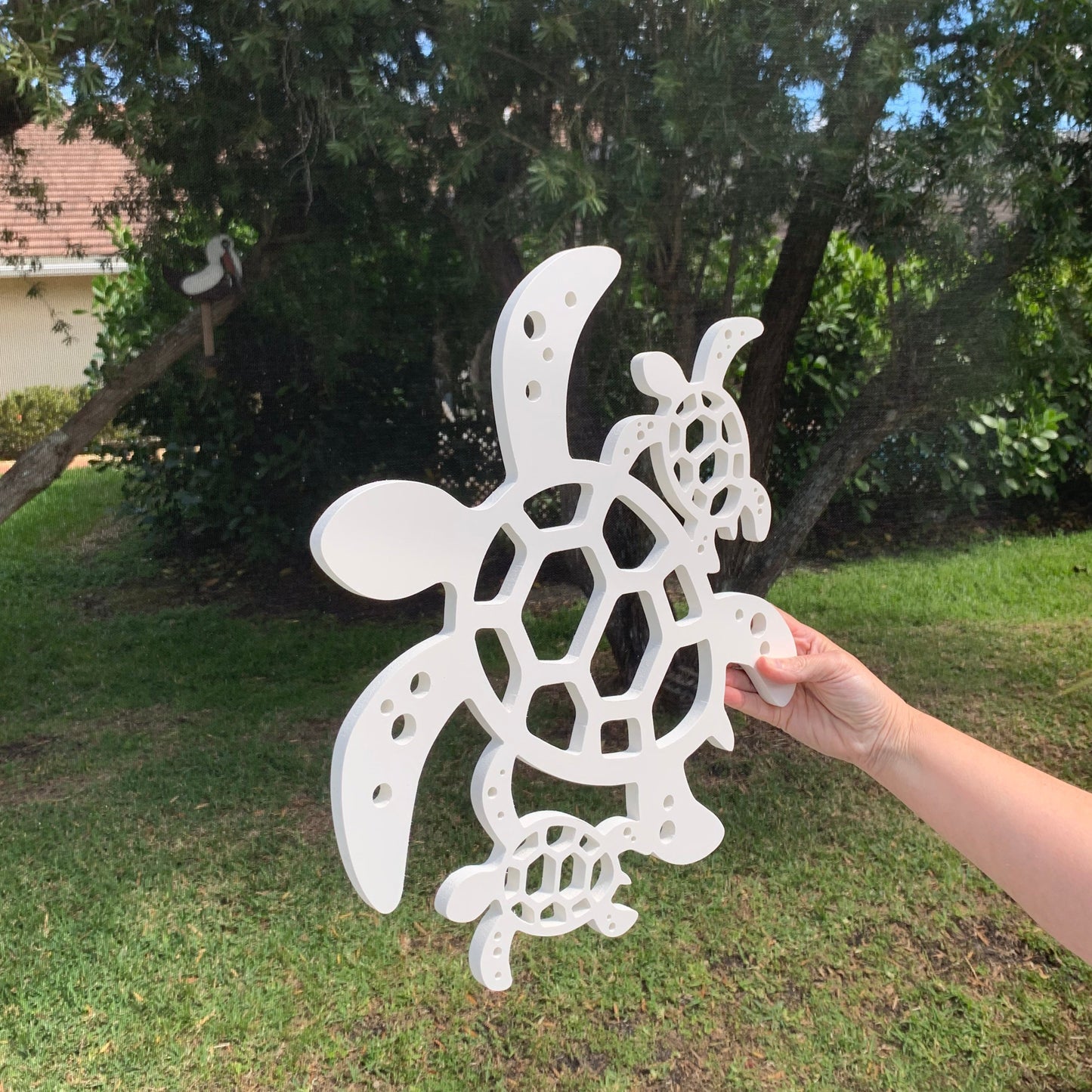 Wall Art, Turtle With 2 Babies 2021, Tropical, Outdoor Decor, Housewarming Gift, Custom, Coastal, Nautical, PVC Wall Art, Long Lasting