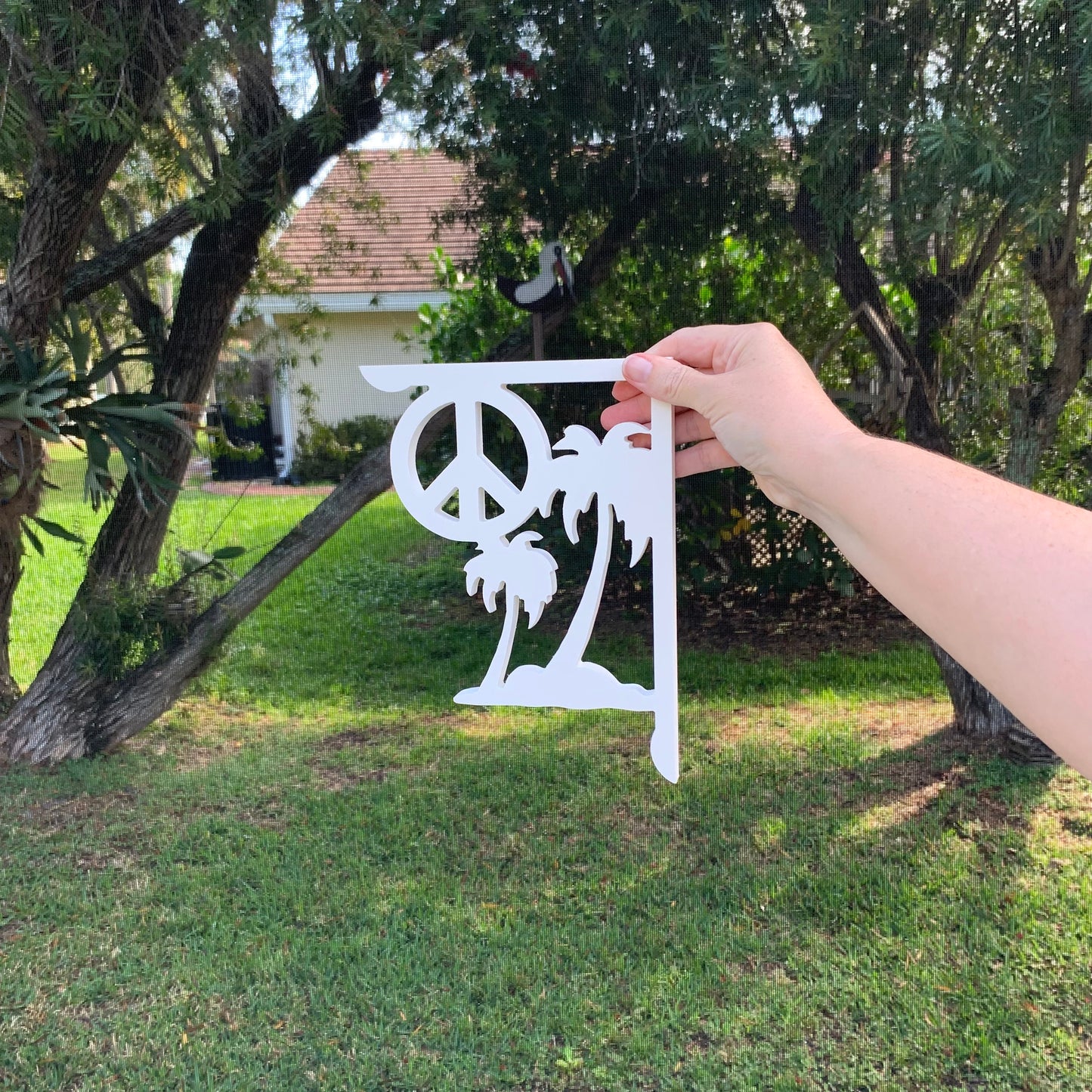 Mailbox Bracket - Palm Tree & Peace Sign- Small 7" x 9"