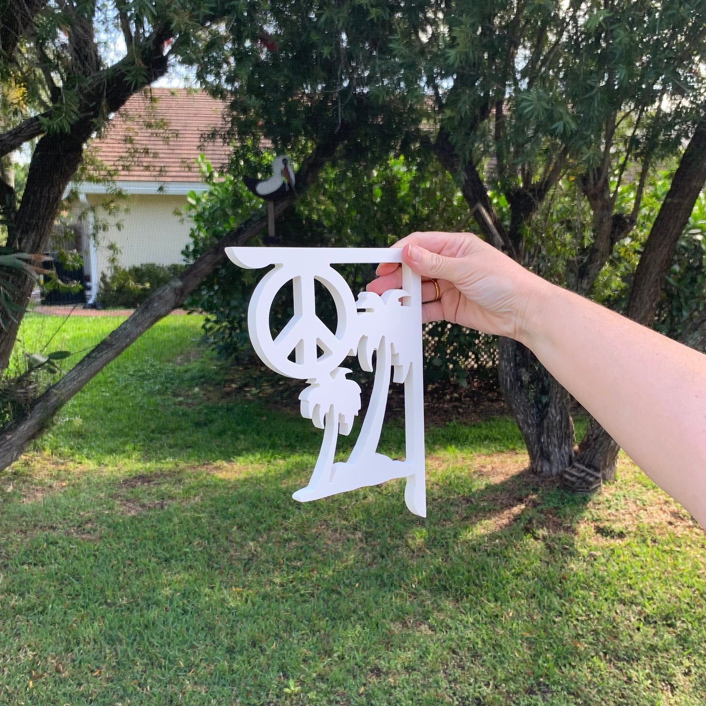 Mailbox Bracket - Palm Tree & Peace Sign- Small 7" x 9"