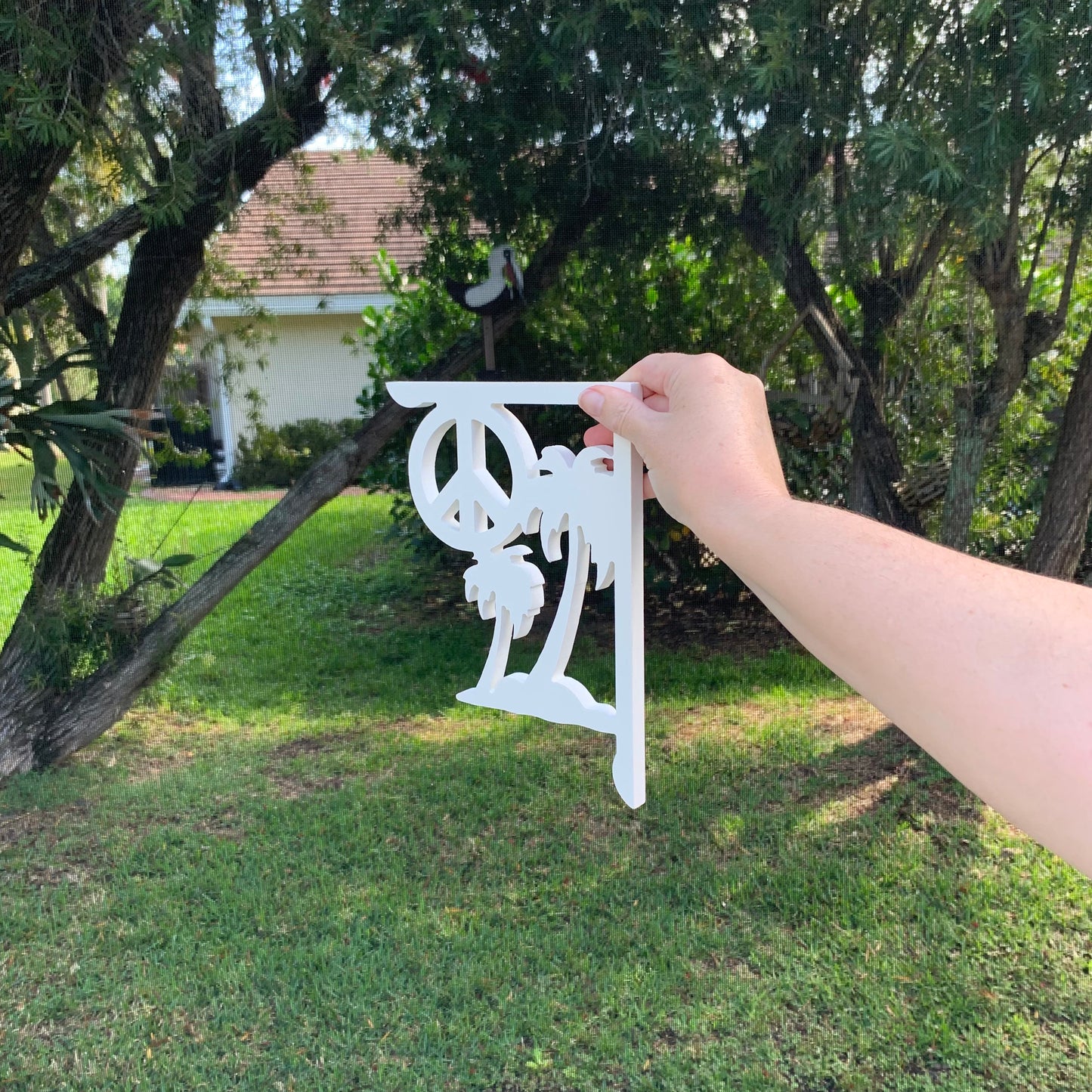 Mailbox Bracket - Palm Tree & Peace Sign- Small 7" x 9"