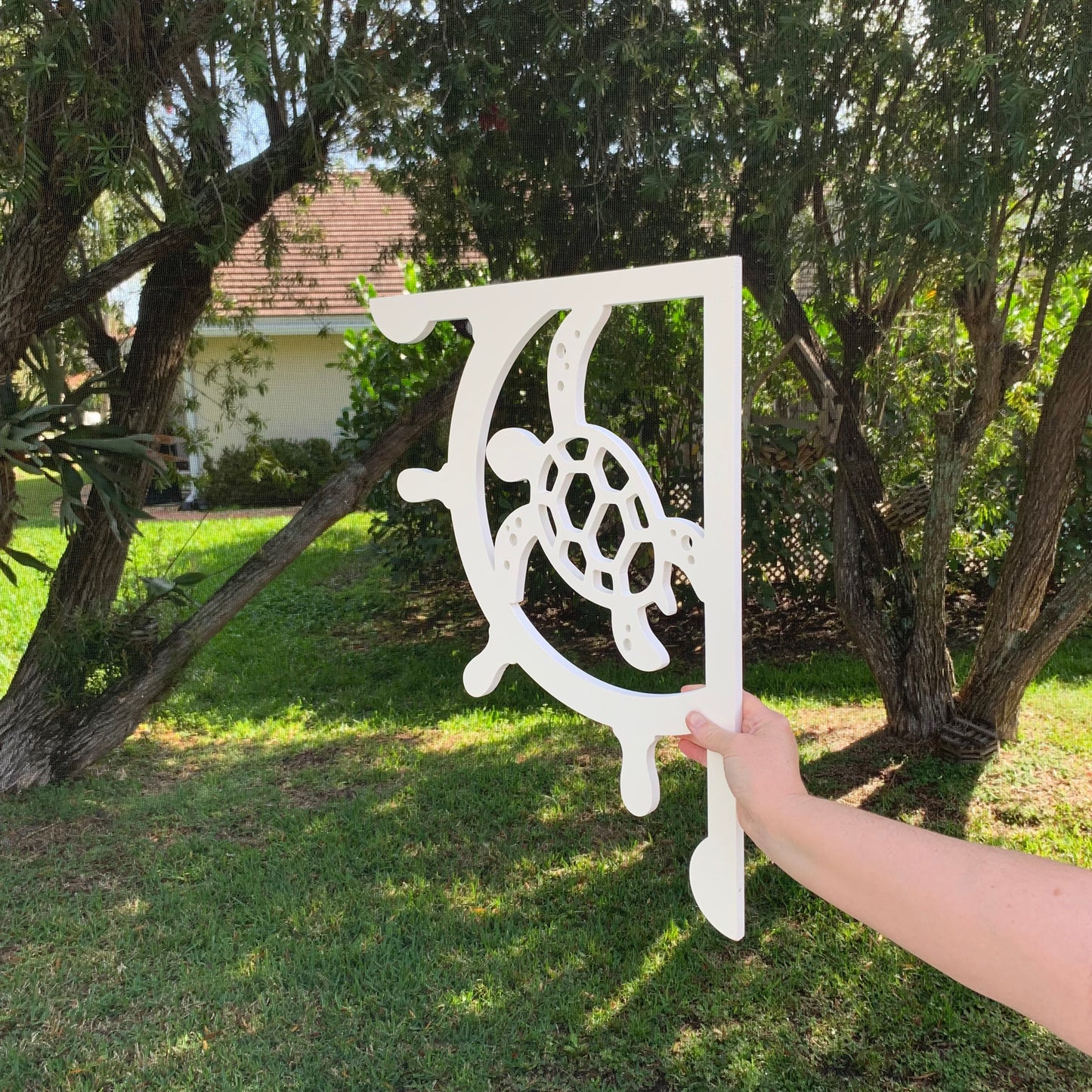 Mailbox Bracket - Ships Wheel with Turtle - Large 16" x21"