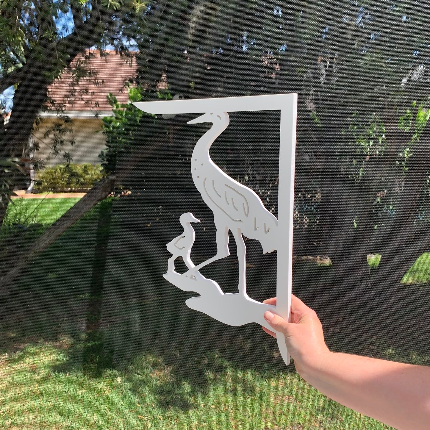 Mailbox Bracket - Sandhill Crane with Baby - Medium 12" x 16"