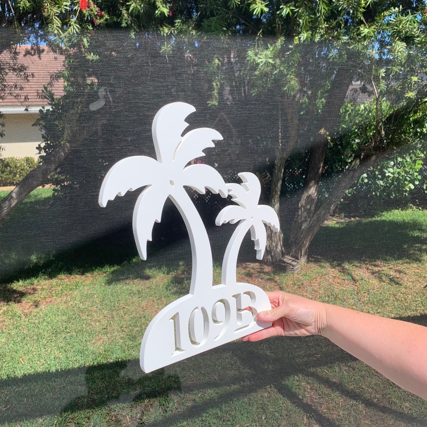 House Number Plaque - Palm Tree Double