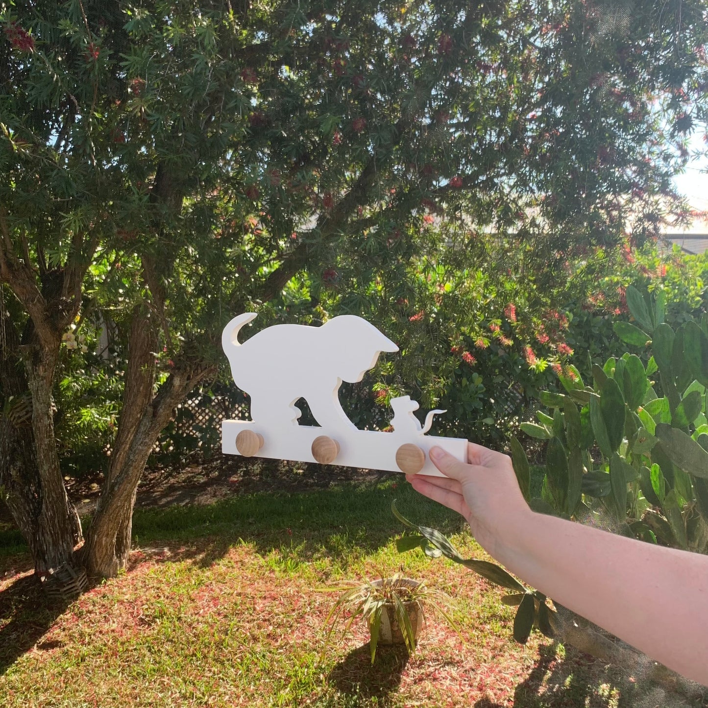 Coat Rack - Cat and Mouse, Robe Hook, Apron Hook, Hat Rack, Wall Hook, Entryway Organizer, Free Shipping to Mainland USA, USA Handmade