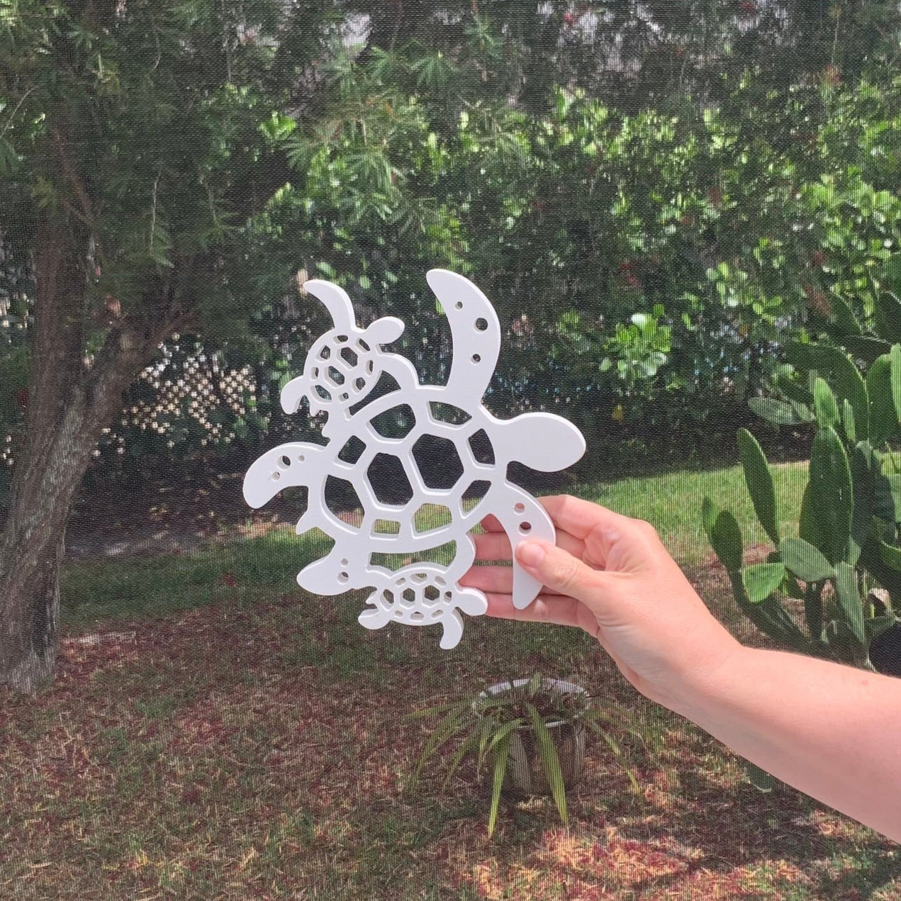 Wall Art, Turtle With 2 Babies 2021, Tropical, Outdoor Decor, Housewarming Gift, Custom, Coastal, Nautical, PVC Wall Art, Long Lasting