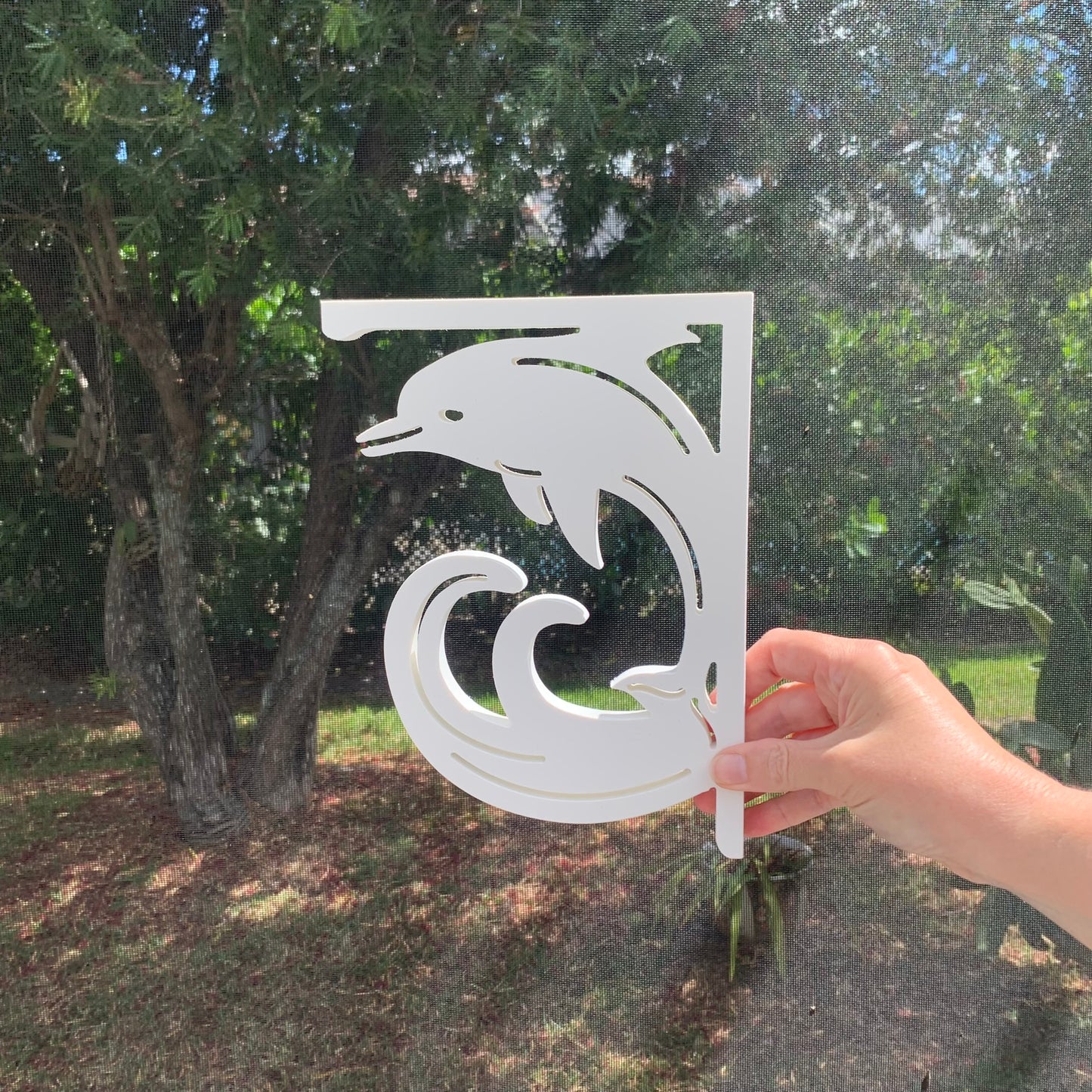 Screen Door Decor - Dolphin Small X2, Custom Mailbox, Bracket, Outdoor Decor, 7x9 inch Free Shipping to Mainland USA