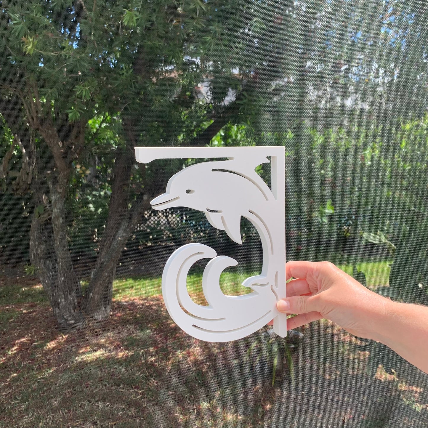 Screen Door Decor - Dolphin Small X2, Custom Mailbox, Bracket, Outdoor Decor, 7x9 inch Free Shipping to Mainland USA