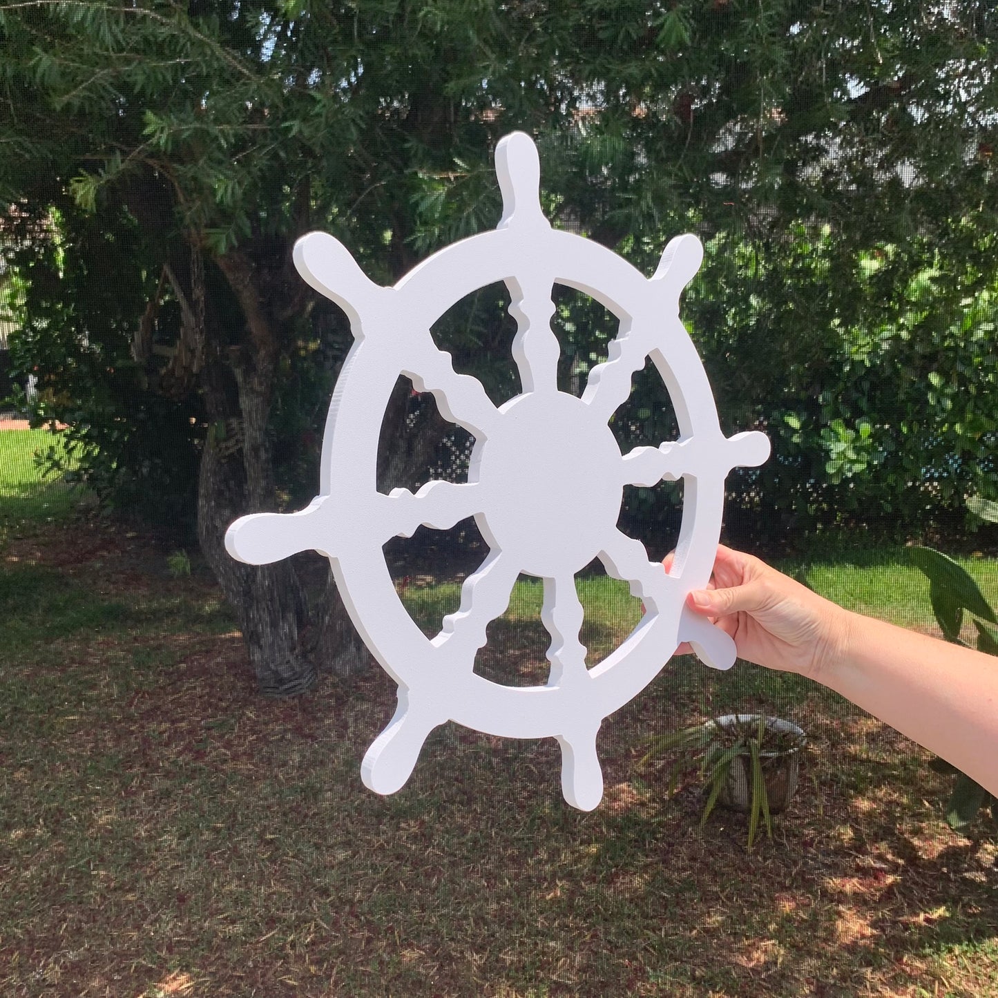 Wall Art, Ship's Wheel, Tropical, Outdoor Decor, Housewarming Gift, Nautical, Coastal, Custom, PVC Wall Art, Long Lasting