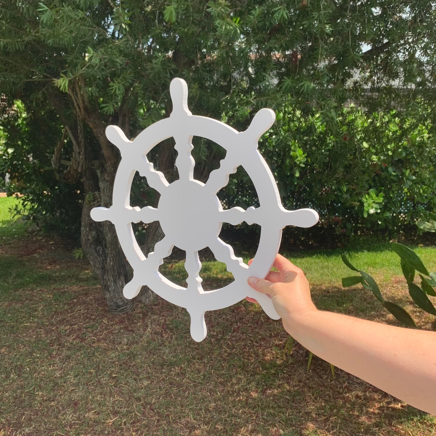 Wall Art, Ship's Wheel, Tropical, Outdoor Decor, Housewarming Gift, Nautical, Coastal, Custom, PVC Wall Art, Long Lasting