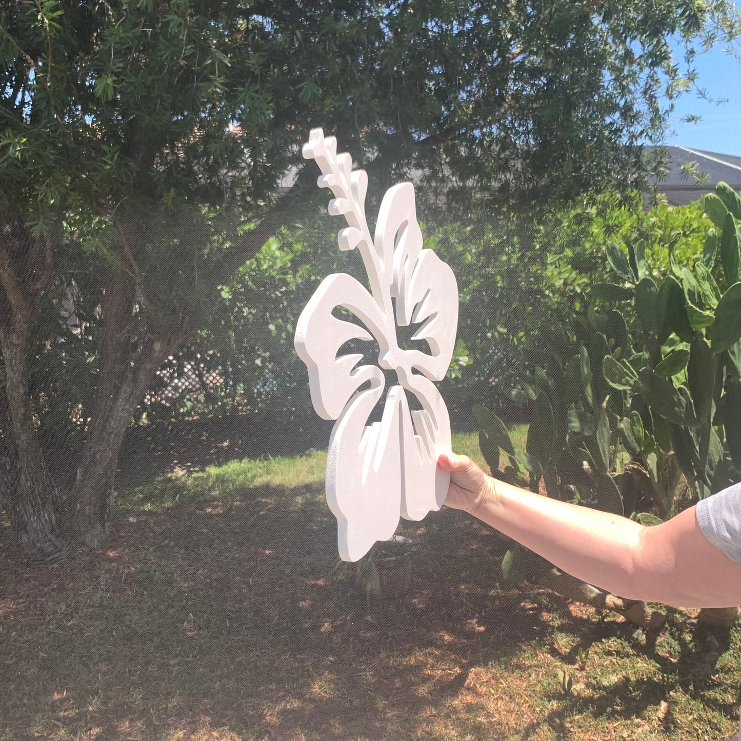 Wall Art, Hibiscus, Tropical, Outdoor Decor, Housewarming Gift, Nautical, Coastal, Custom, PVC Wall Art, Long Lasting