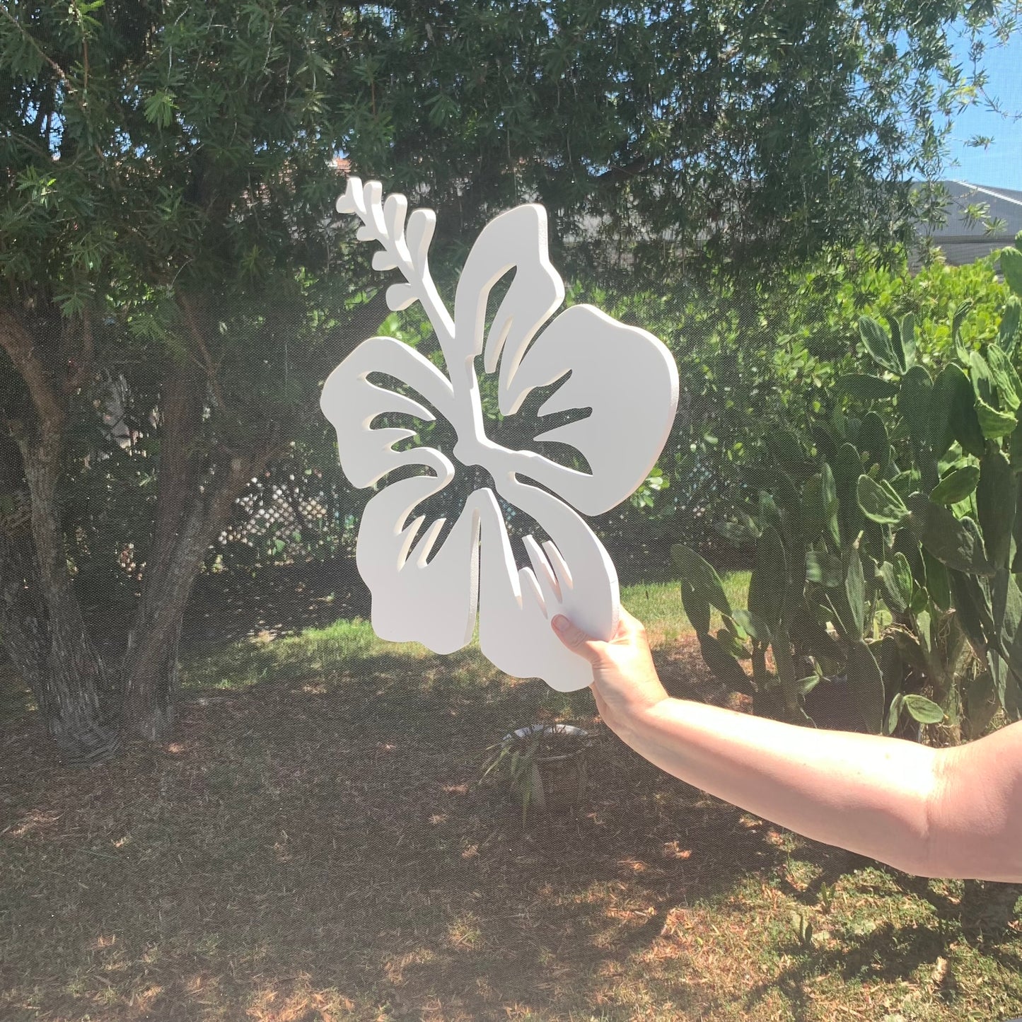 Wall Art, Hibiscus, Tropical, Outdoor Decor, Housewarming Gift, Nautical, Coastal, Custom, PVC Wall Art, Long Lasting