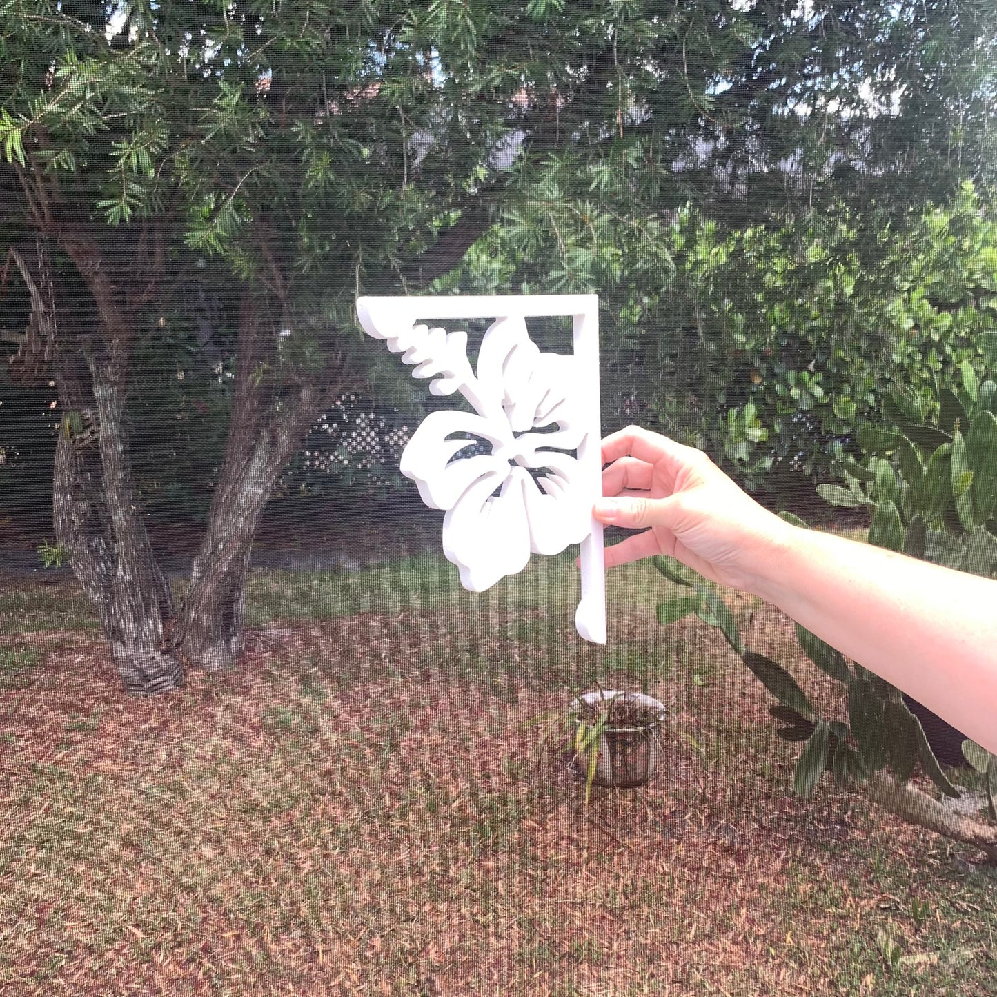 Screen Door Decor - Hibiscus Small X2, Custom Mailbox, Bracket, Outdoor Decor, 7x9 inch Free Shipping to Mainland USA