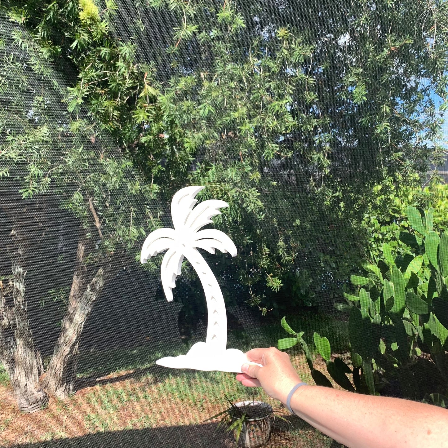 Wall Art, Palm Tree W/Island, Tropical, Outdoor Decor, Housewarming Gift, Custom, Coastal, Nautical, PVC Wall Art, Long Lasting