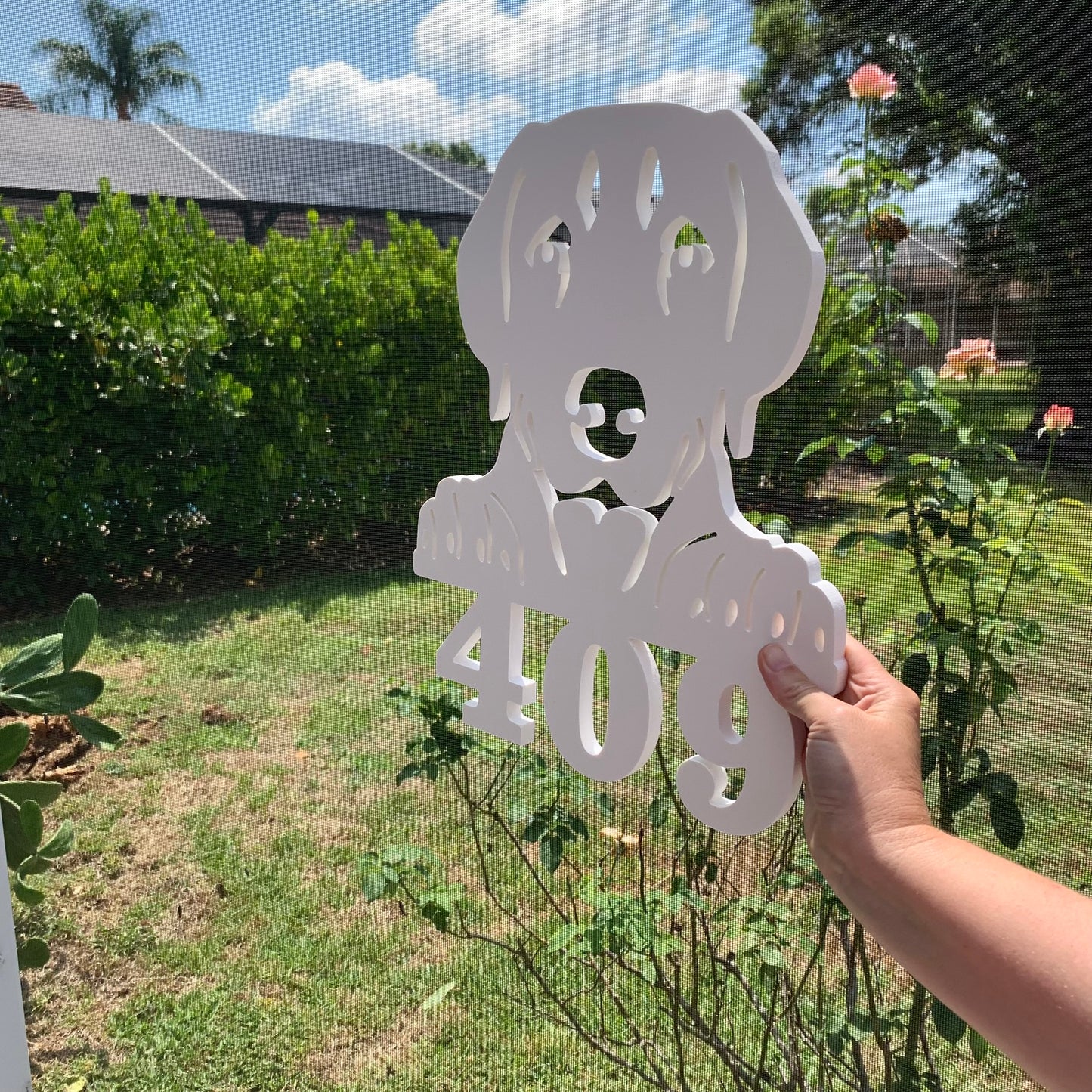 House Number Sign, Dog at the Gate