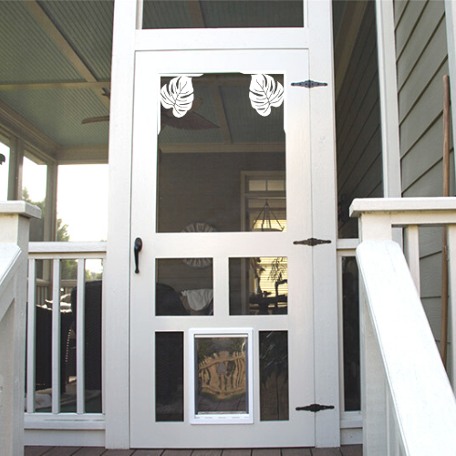 Screen Door Decor - Monstera Small X2, Custom Mailbox, Bracket, Outdoor Decor, 7x9 inch Free Shipping to Mainland USA