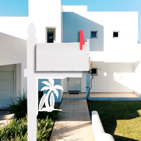 Mailbox Bracket - Palm tree & Surf Boards - Medium 12" x 16"