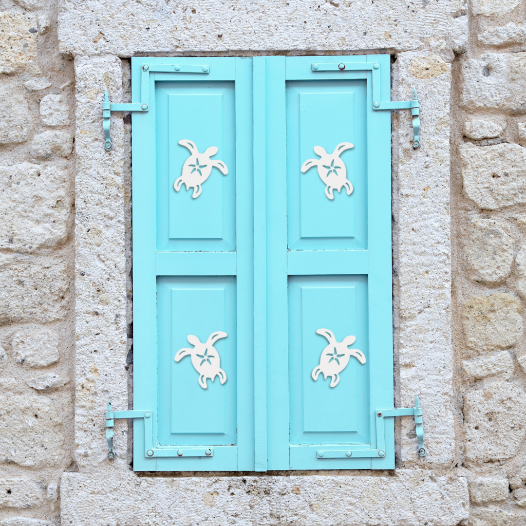 Shutter Embellishments - Turtle W/Star Wall Art Small approx 8X5, Custom, Outdoor Decor, Tropical, Ships Free to Mainland USA