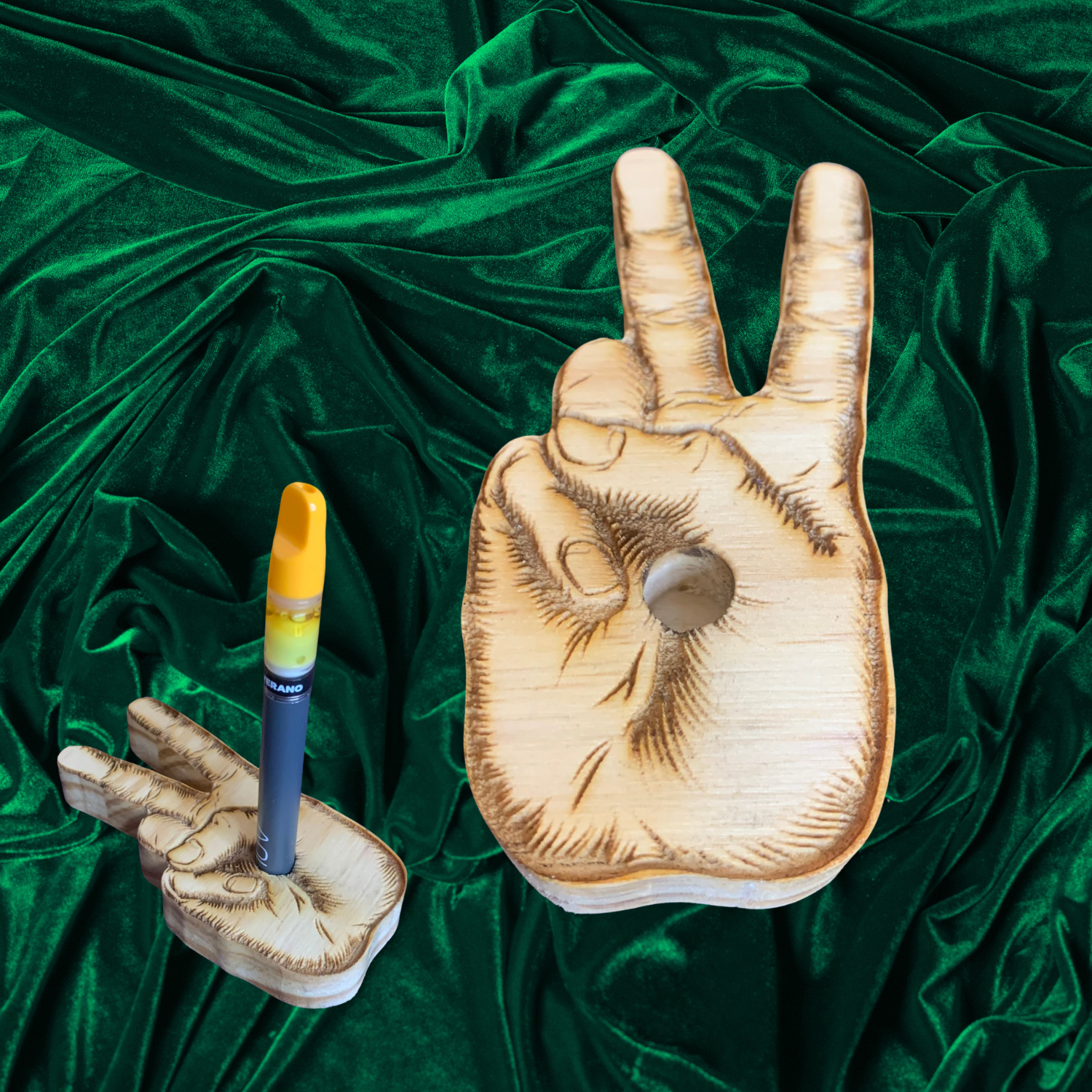 Vape Pen Holder - Peace Sign, V Sign - Solid Wood, Holds 510 Thread Va Staggwood Vape Pen Holder - Peace Sign, V Sign - Solid Wood, Holds 510 Thread Va Staggwood