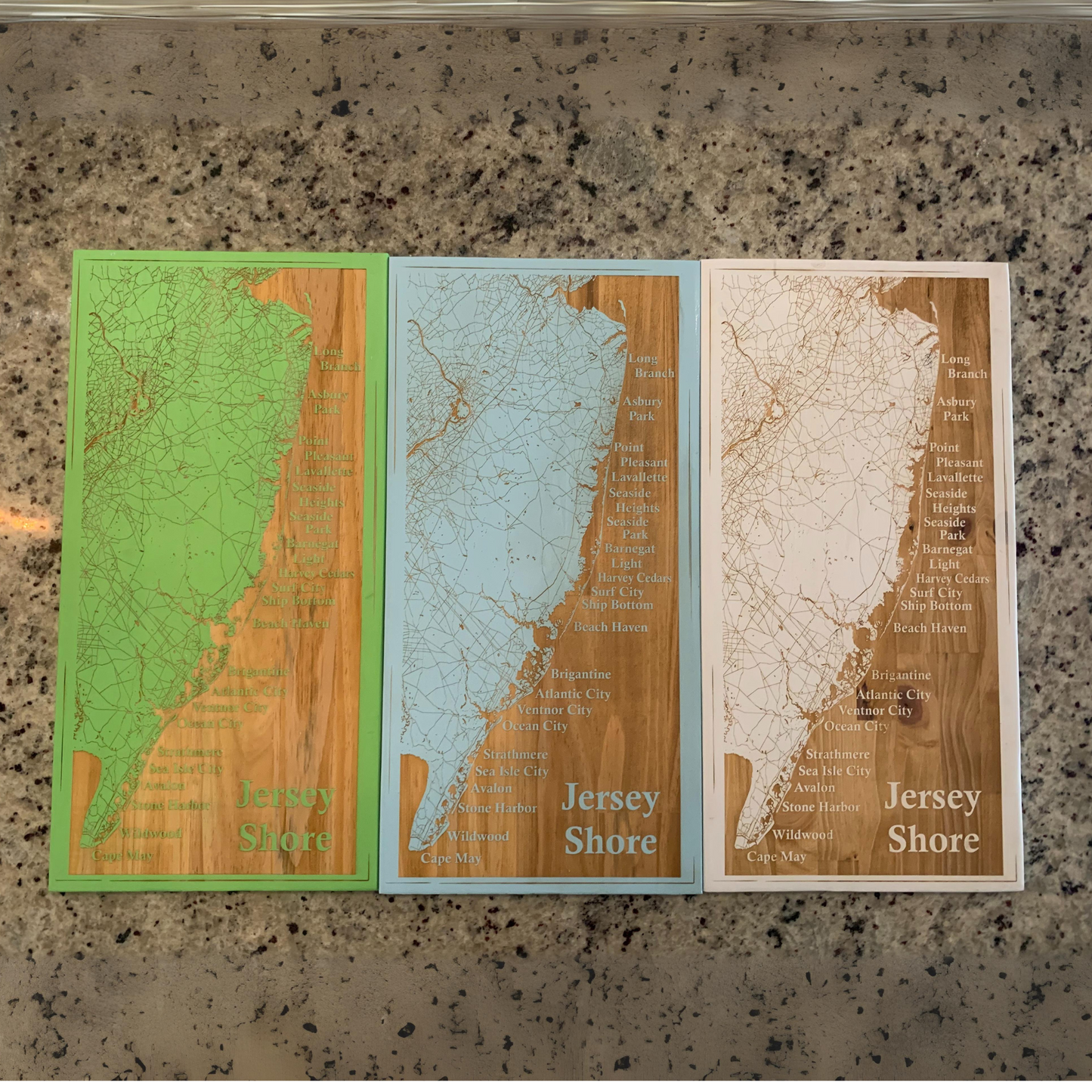 Map Engraved - Jersey Shore, Custom Engraving, Wood Wall Art, Laser Engraved, Topographic, Custom Map, Custom Gift 24 x 12 inches