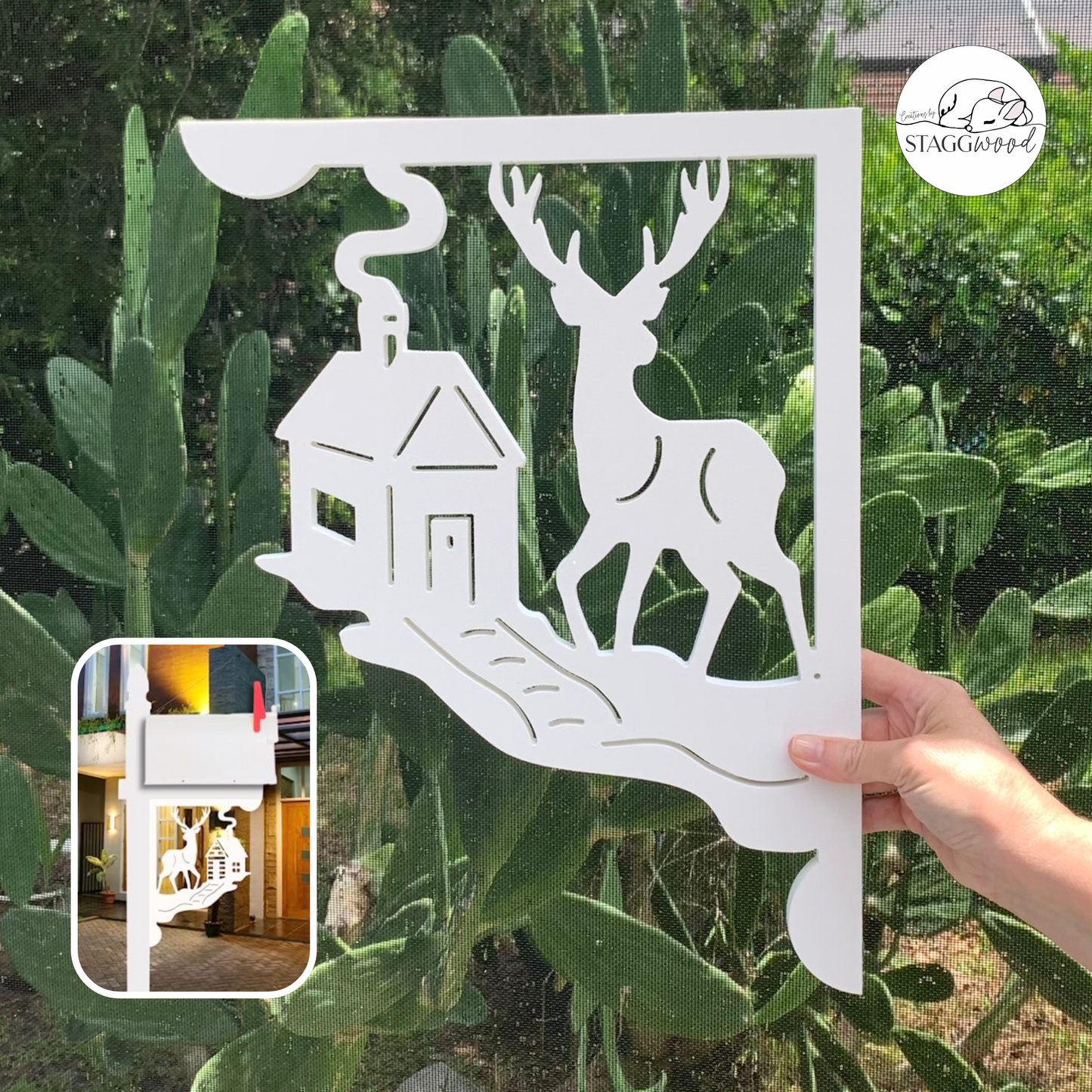 Mailbox Bracket - Deer Cabin - Medium 12" x 16"