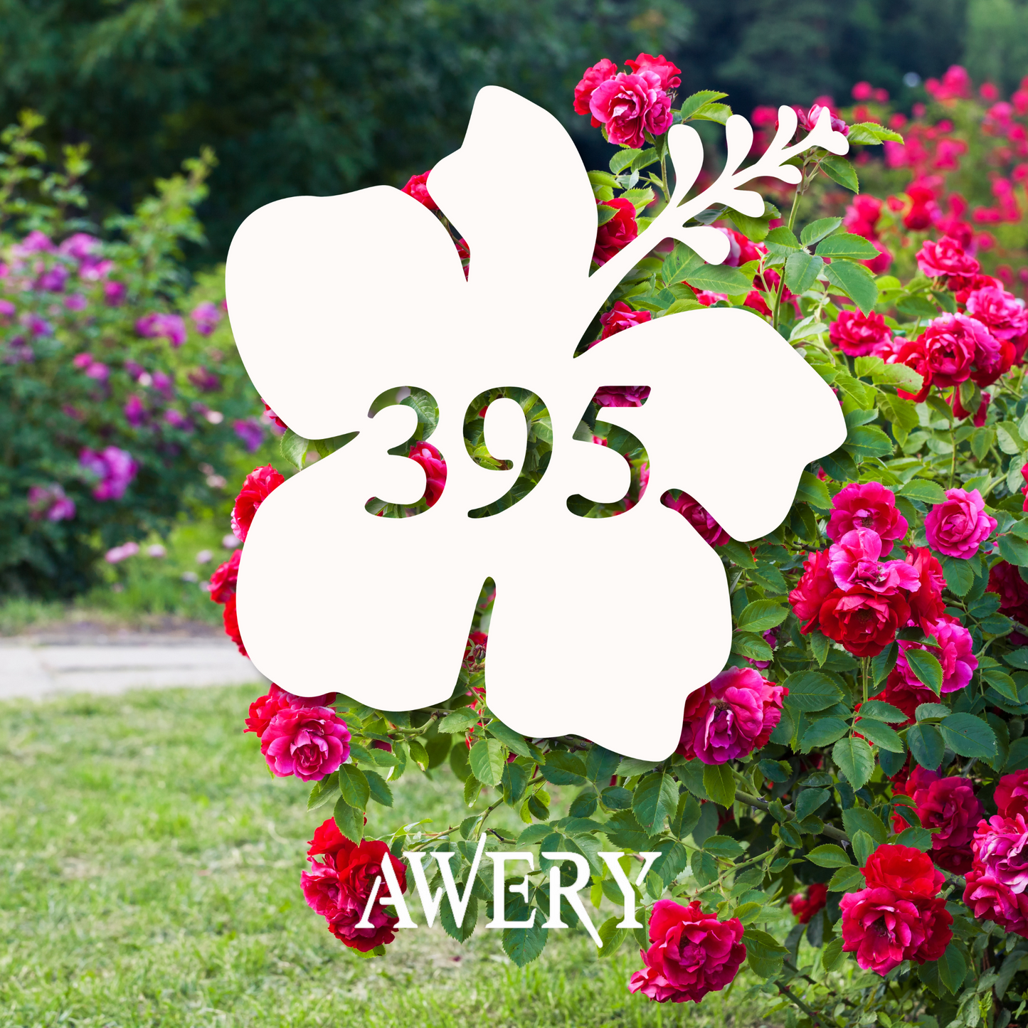 House Number Plaque - Hibiscus