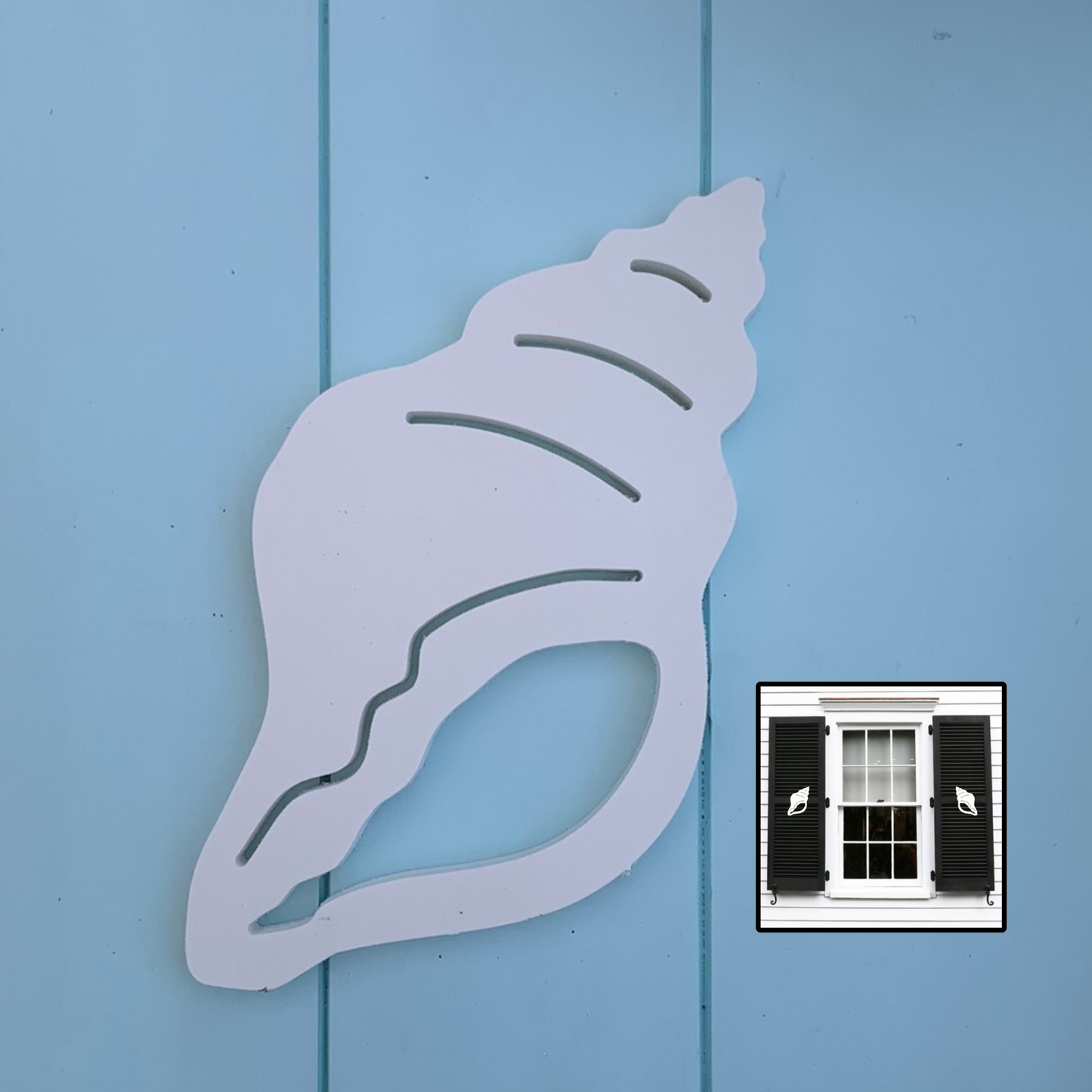 Shutter Embellishments - Conch Wall Art Small approx 7.5" x 7.5", Custom, Outdoor Decor, Coastal, Tropical, Ships Free to Mainland USA