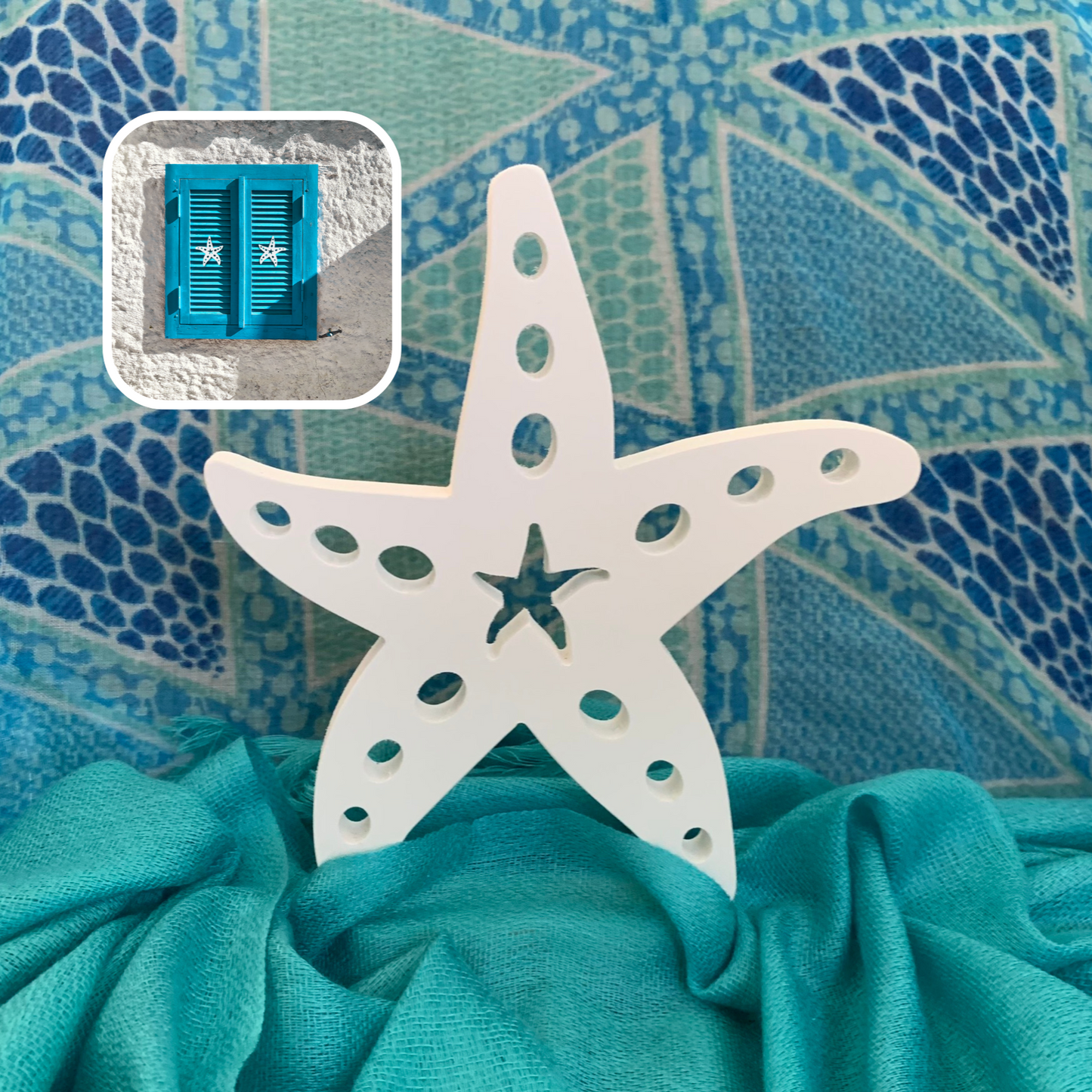 Shutter Embellishments - Starfish Wall Art Small approx 7" x 7", Custom, Outdoor Decor, Coastal, Tropical, Ships Free to Mainland USA